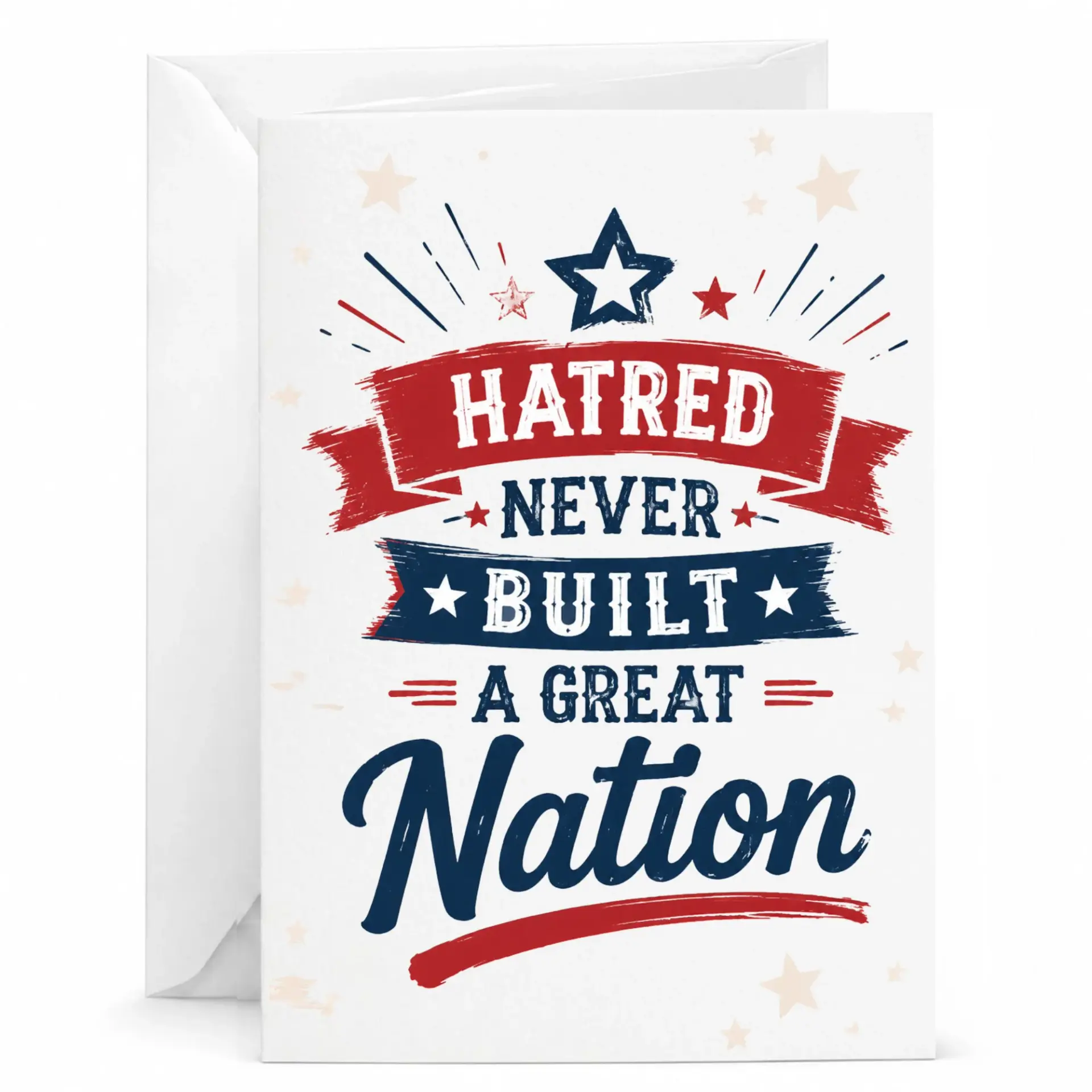 Inspirational Patriotic Greeting Card Featuring Classic Typography Design with Message of Unity and Respect