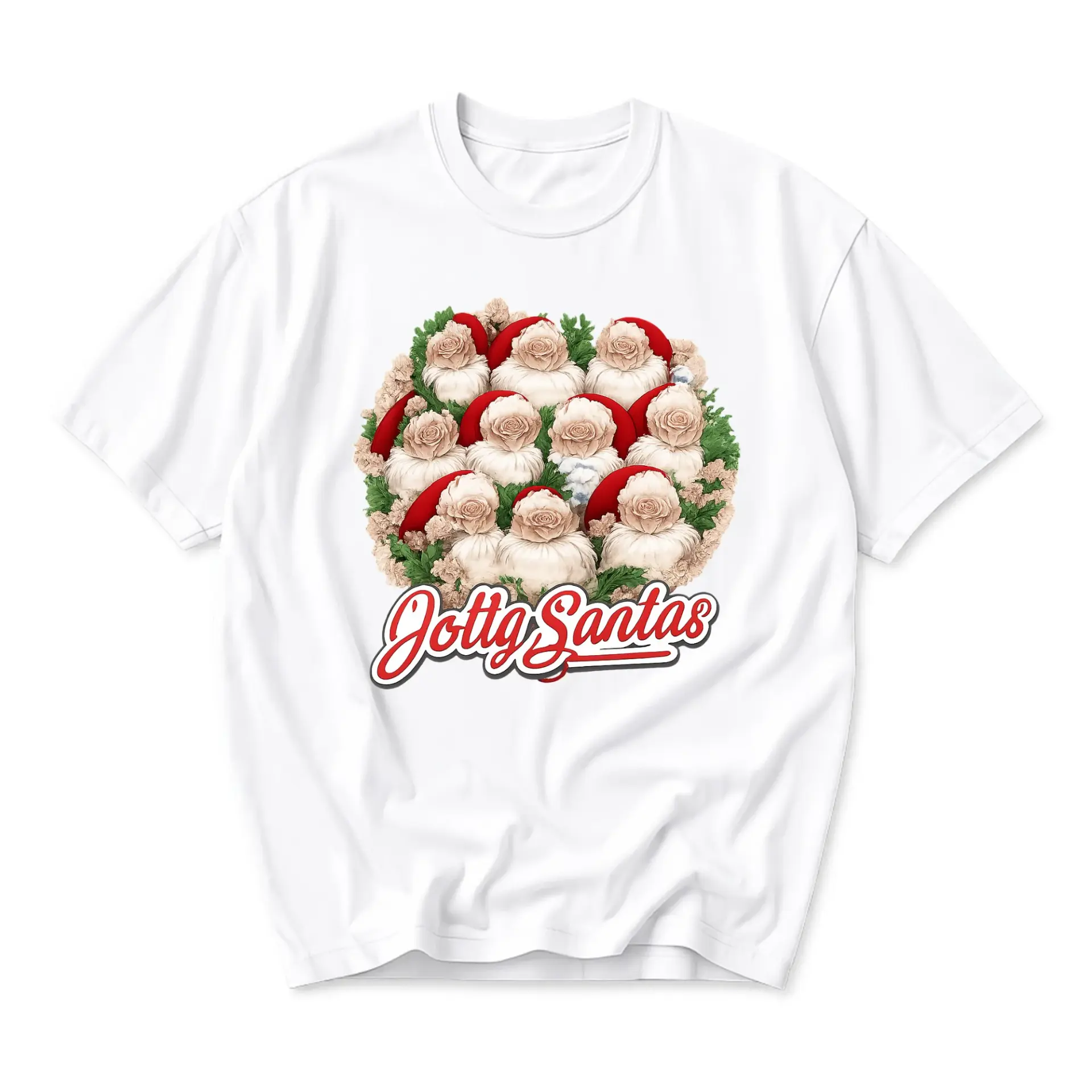 Funny Shirt Jolly Santas Graphic Tee Holiday Crew Neck Unisex T-Shirt Seasonal Casual Wear Short Sleeve Top