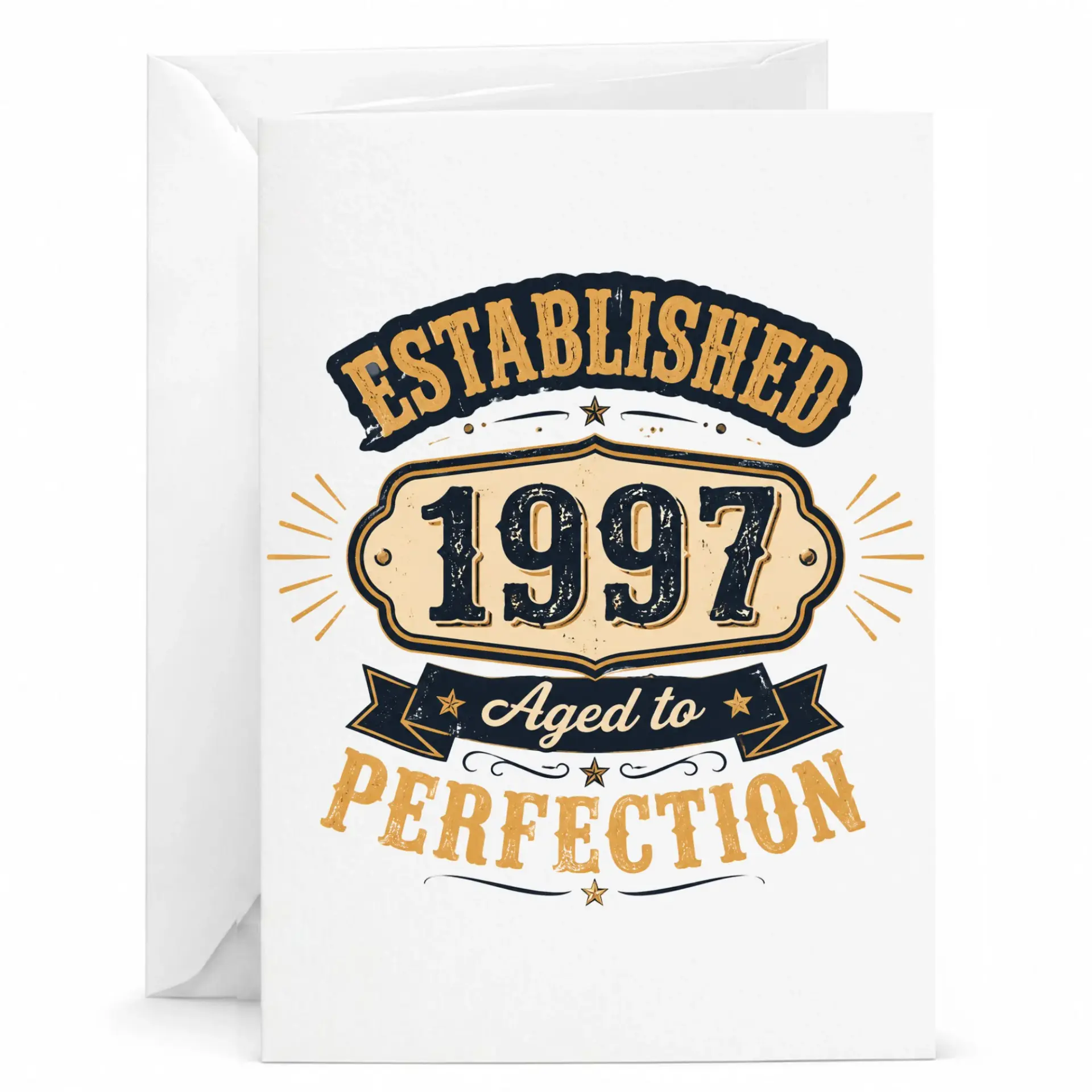 Birthday Greeting Card Established 1997 Aged to Perfection Vintage Style Design for Milestone Celebration Anniversary