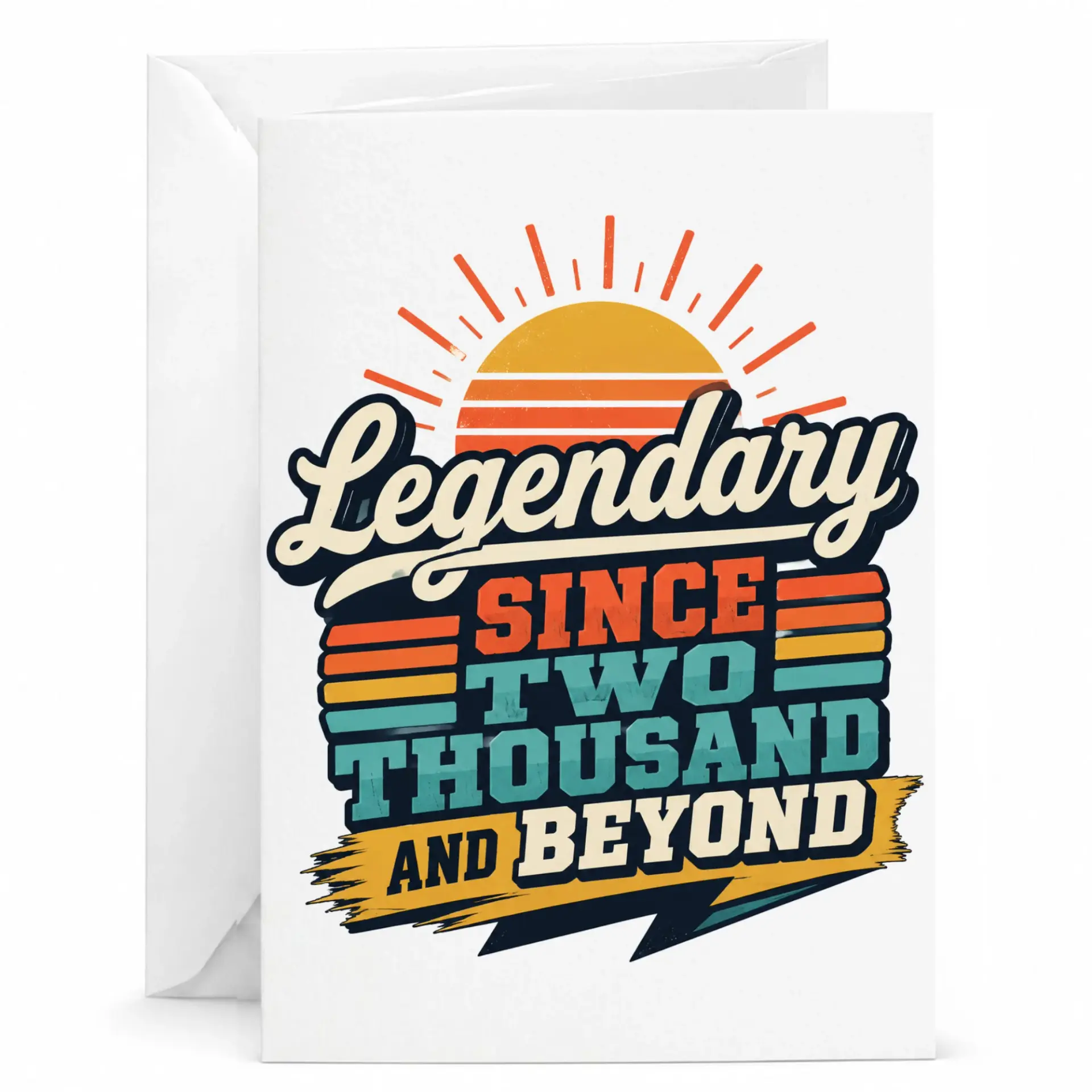 Birthday Greeting Card Legendary Since Two Thousand and Beyond Vintage Retro Sunset Graphic Design Note Card 5x7 Inches