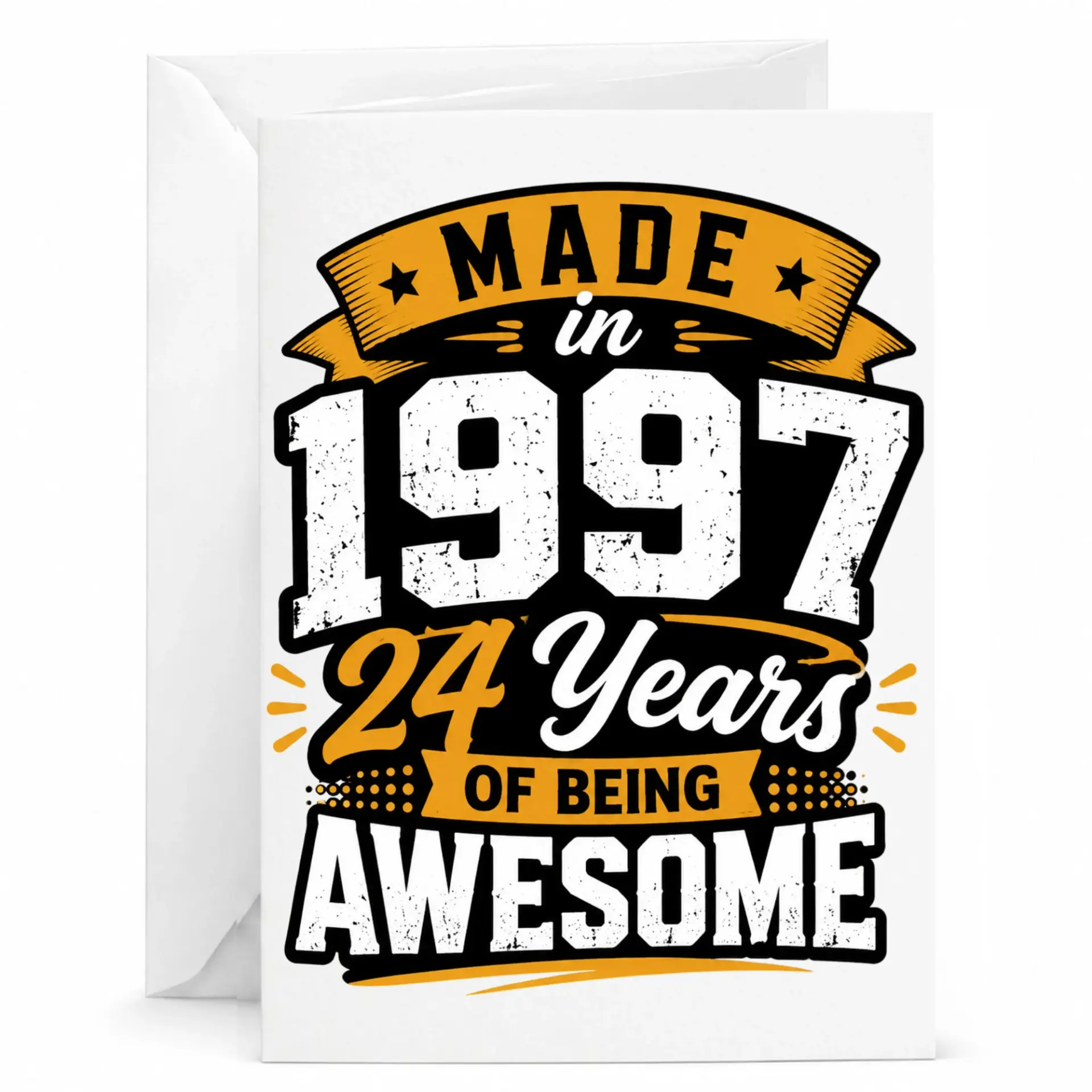 Birthday Card Made in 1997 24 Years of Being Awesome Graphic Greeting Card for Milestone Celebration Anniversary