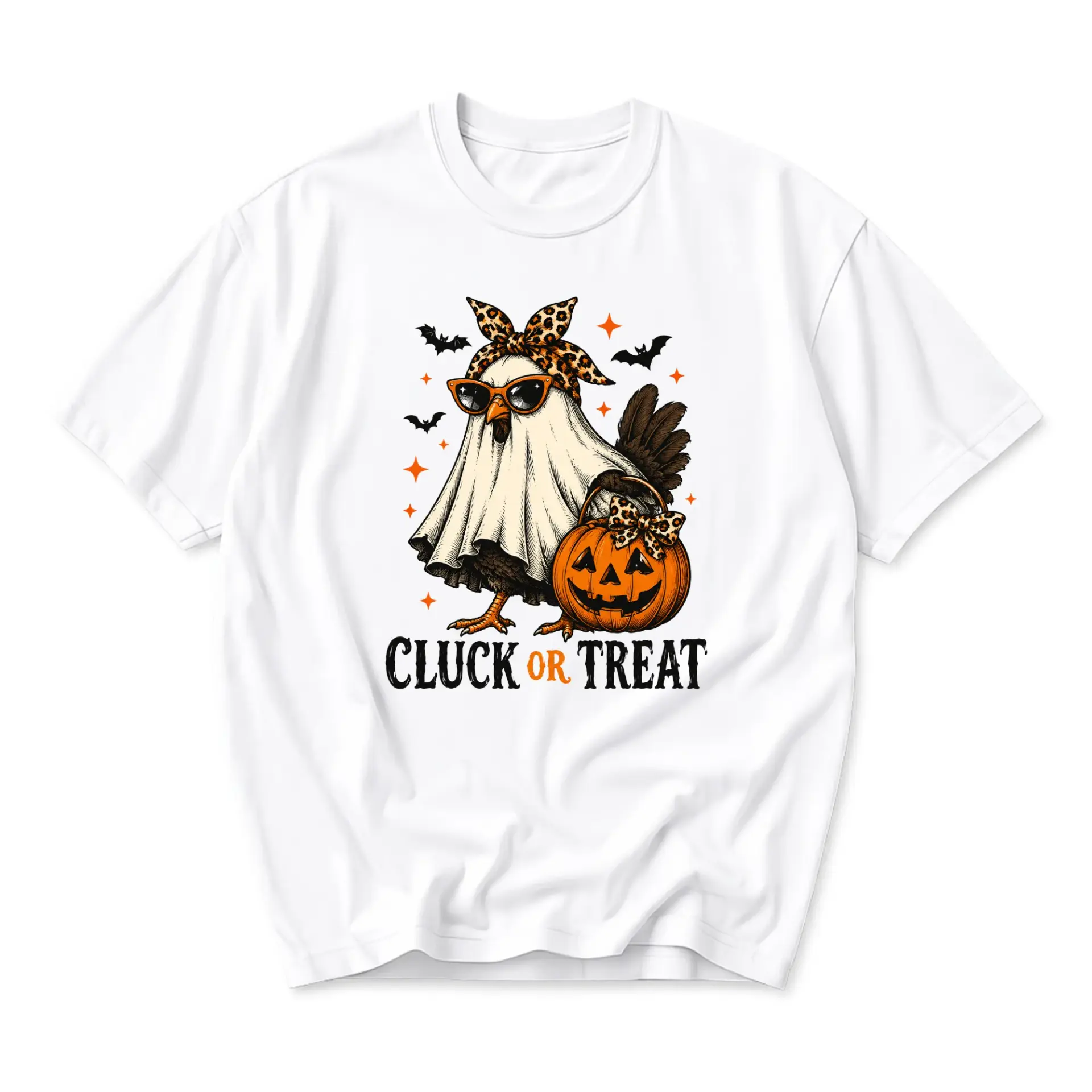 Funny Shirt Cluck or Treat Halloween Chicken Graphic Tee Unisex Casual Apparel Soft Comfortable Everyday Crew Neck