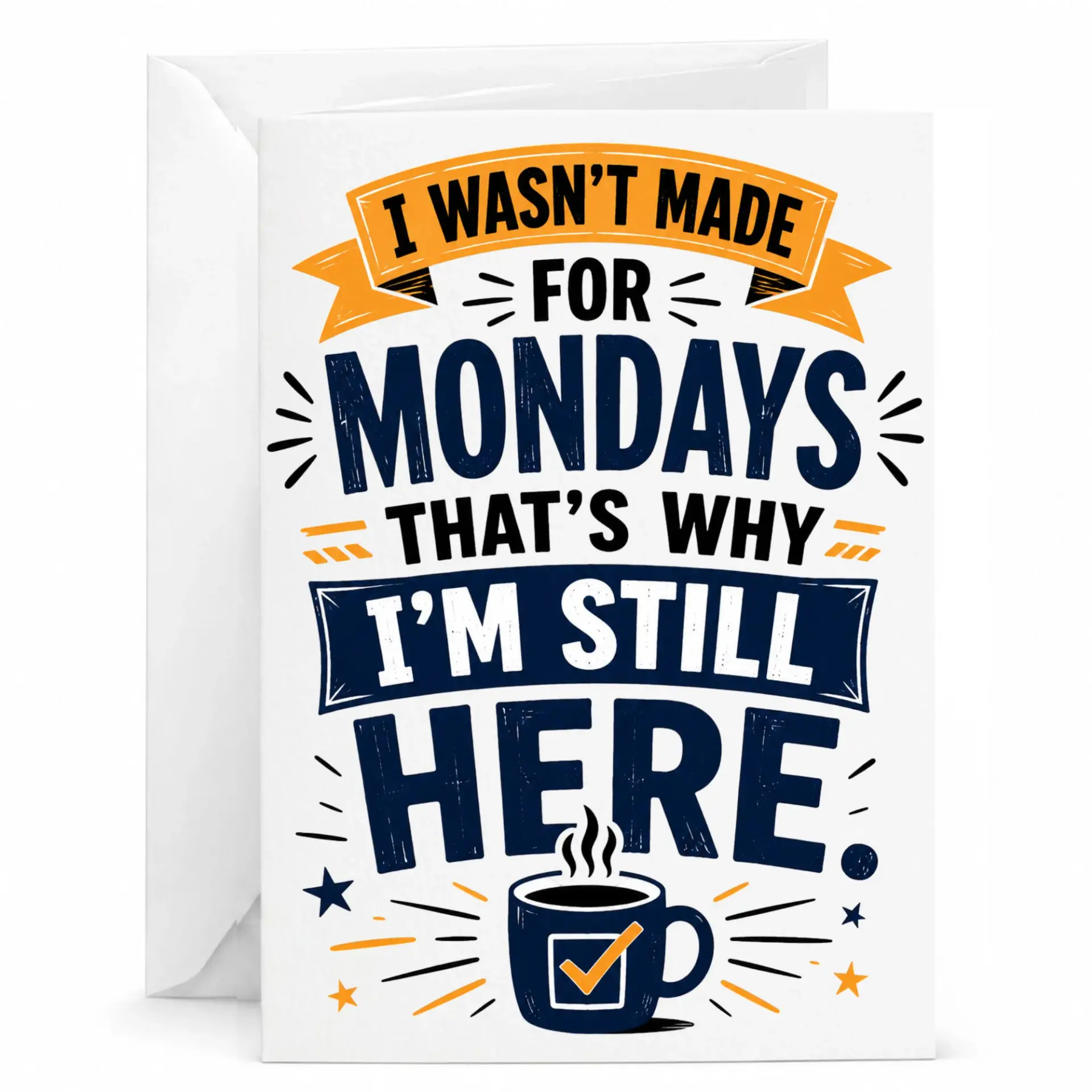 Funny Greeting Card I Wasnt Made for Mondays Sarcastic Coffee Theme Coworkers Friends or Family 5x7 Inch