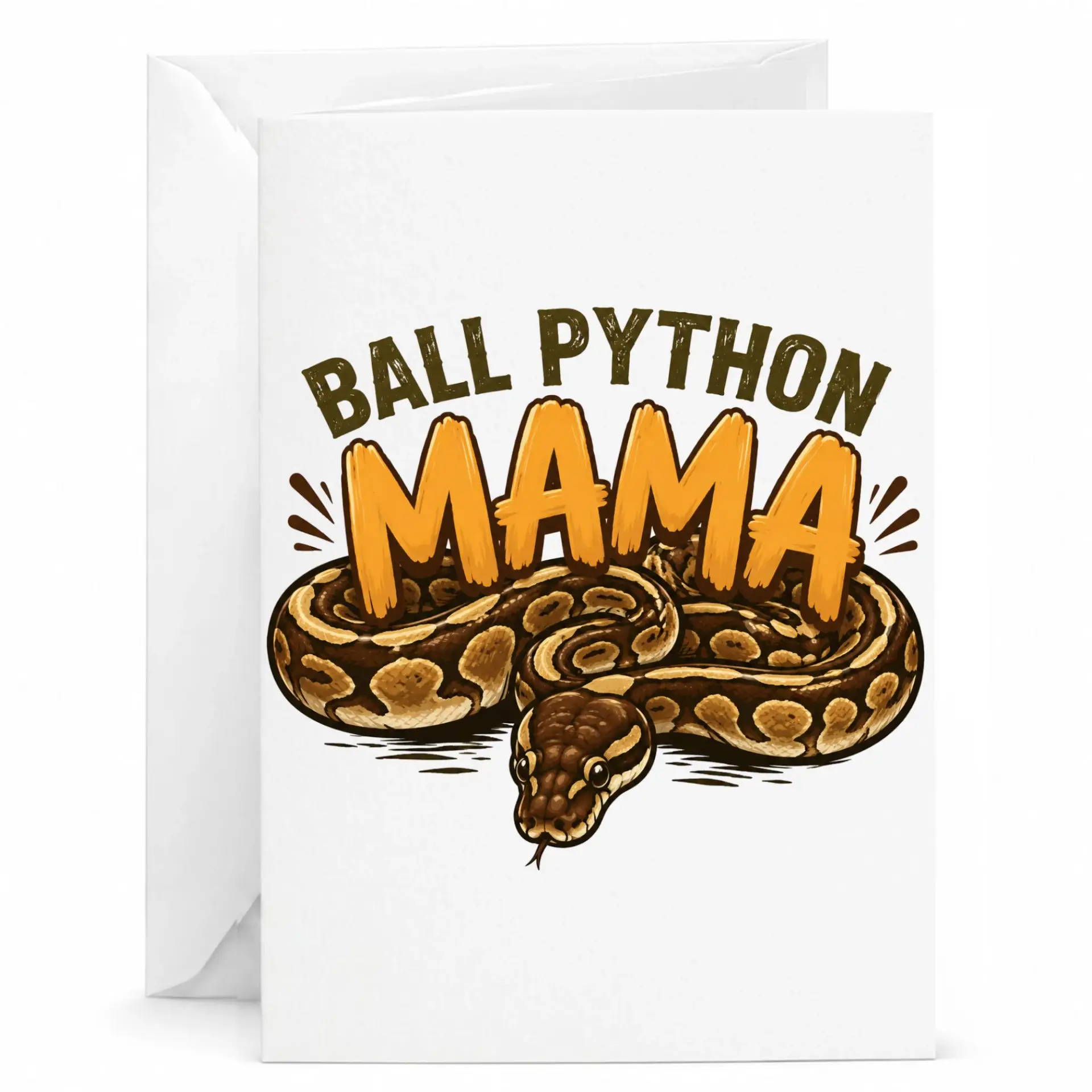 Funny Ball Python Mama Greeting Card with Envelope for Snake Lovers Pet Reptile Enthusiasts Birthday Note
