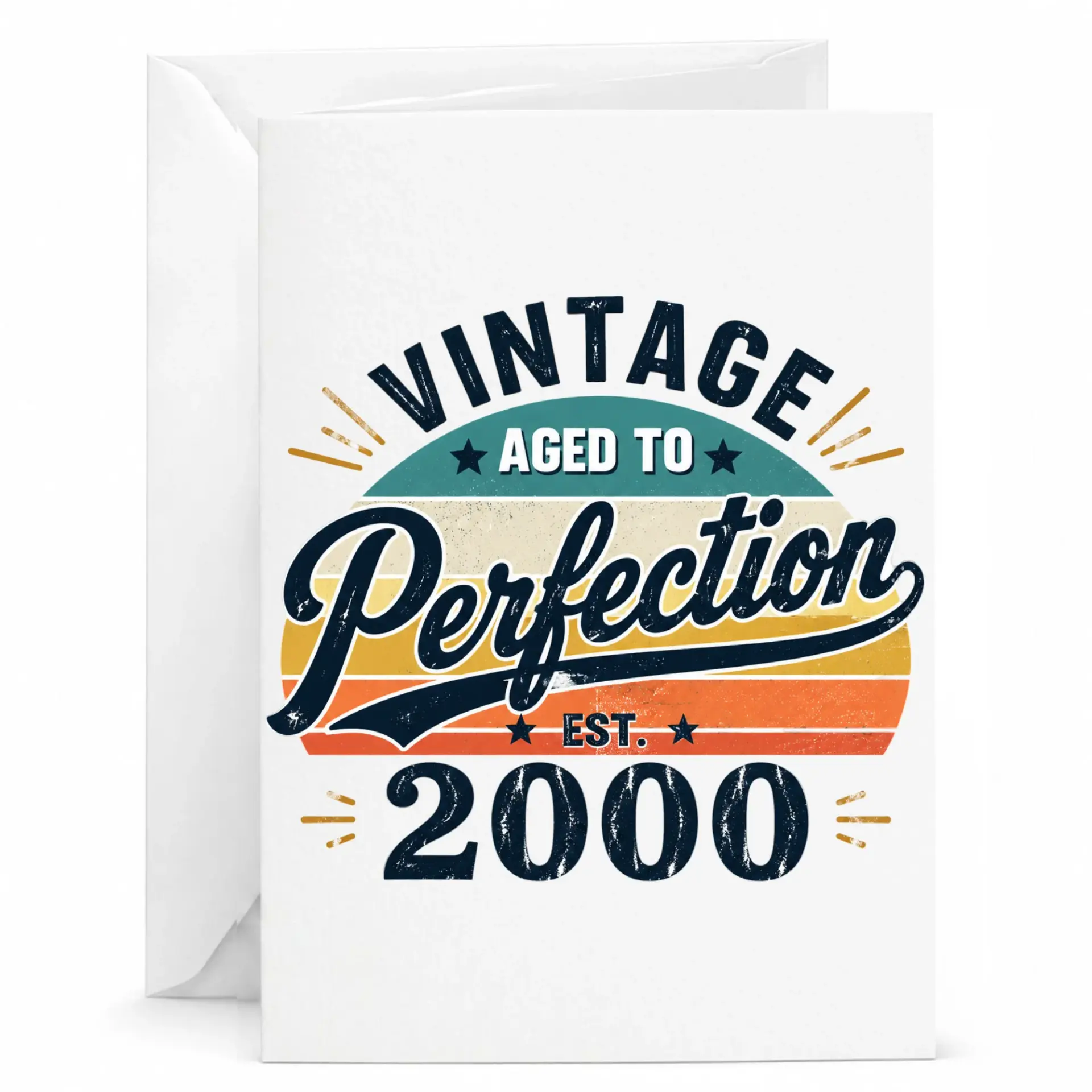 Birthday Card Vintage Aged to Perfection Est 2000 Retro Sunset Design Greeting Card for Milestone Celebrations