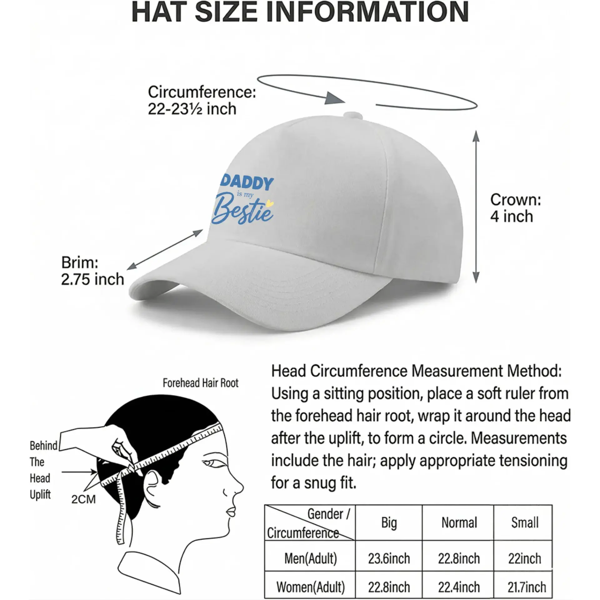 Dad Hat Baseball Cap with Daddy Is My Bestie Graphic Design Low Profile Cotton Hat for Comfortable Everyday Casual Wear