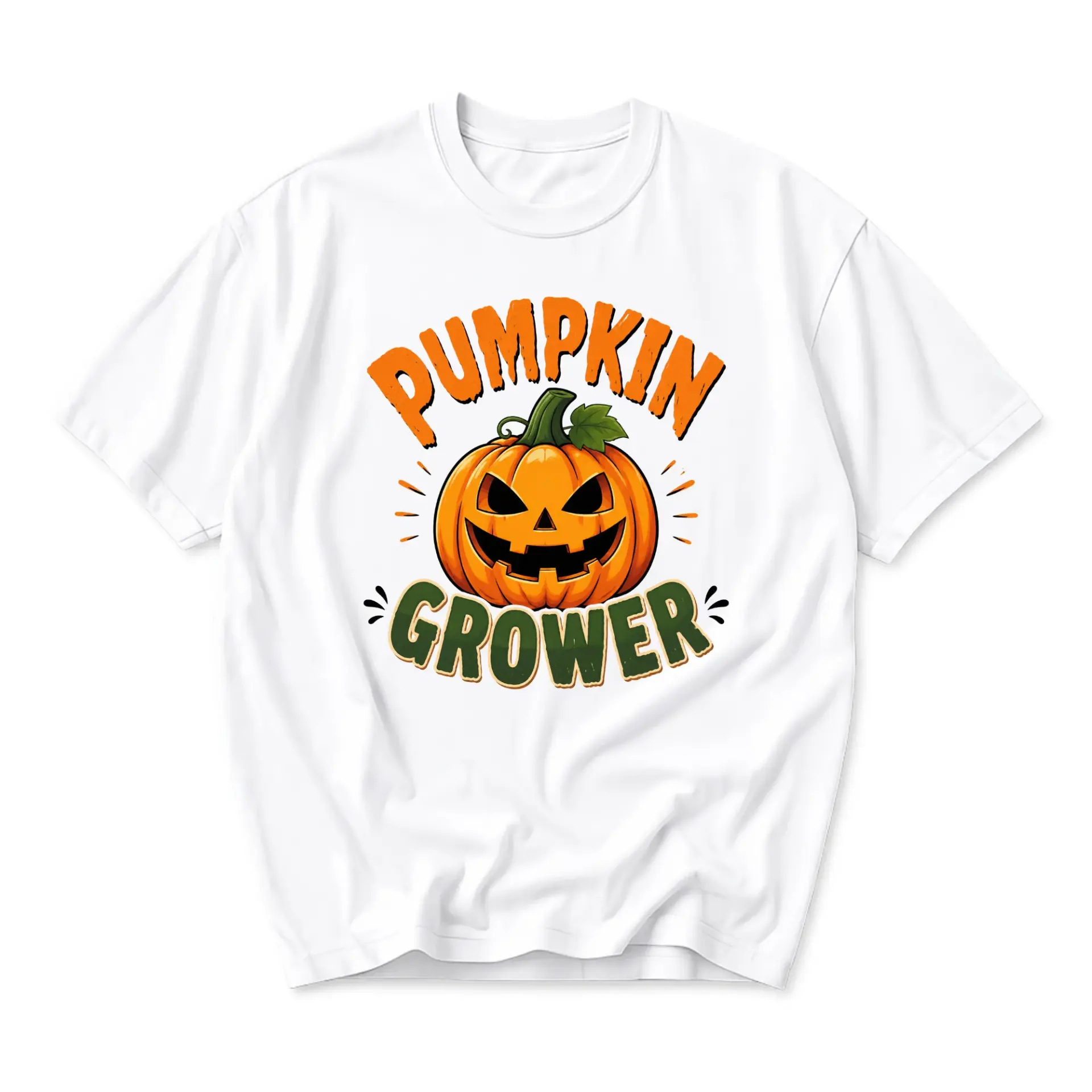 Graphic Tee Pumpkin Grower Funny Fall Autumn Halloween Short Sleeve Unisex Crew Neck Cotton Blend Casual Shirt