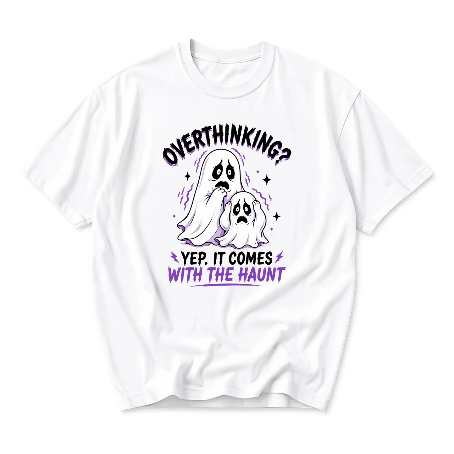 Funny Shirt Overthinking Ghost Graphic Tee Unisex Casual Apparel for Everyday Style and Comfortable Aesthetic Expression
