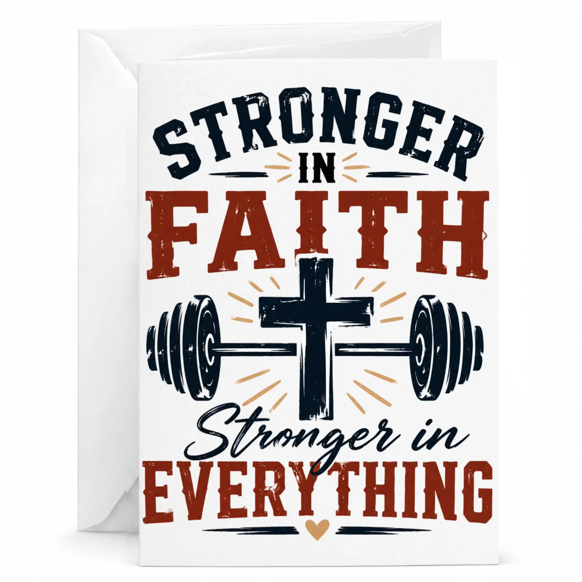Greeting Card Stronger in in Everything Inspirational Workout Themed Stationery for Motivation and Encouragement