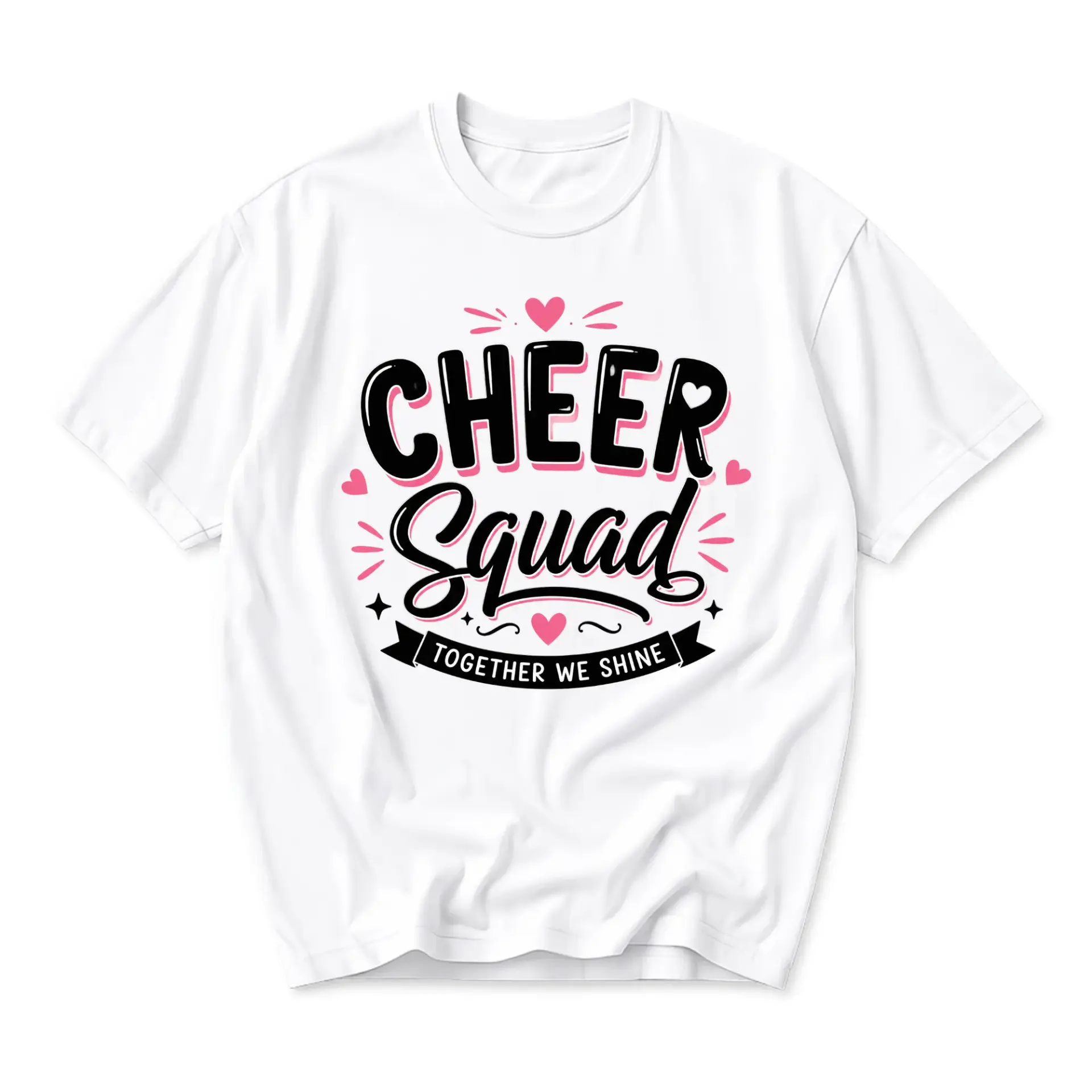 Graphic Tee Cheer Squad Together We Shine Unisex Crew Neck T-Shirt Soft Cotton Blend Casual Everyday Apparel White