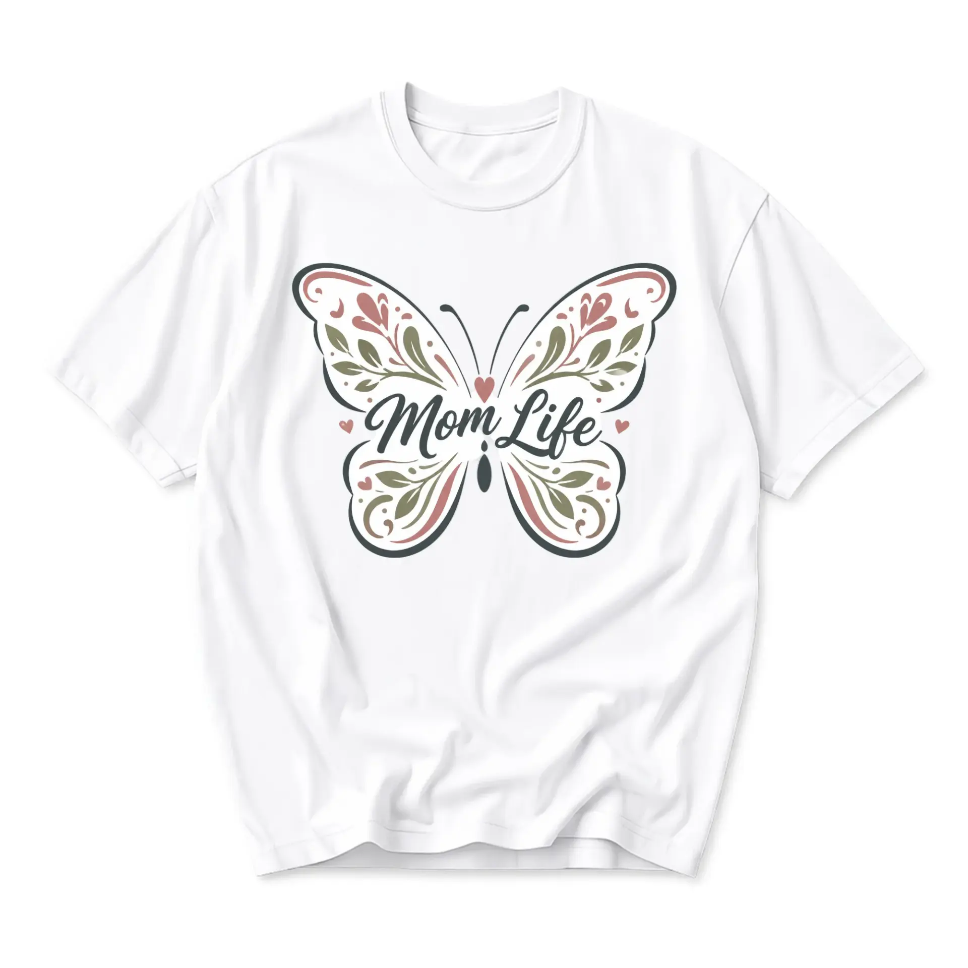 Graphic Tee Mom Life Butterfly Print Unisex Casual Crew Neck T-Shirt for Everyday Comfortable Clothing and Gift Options