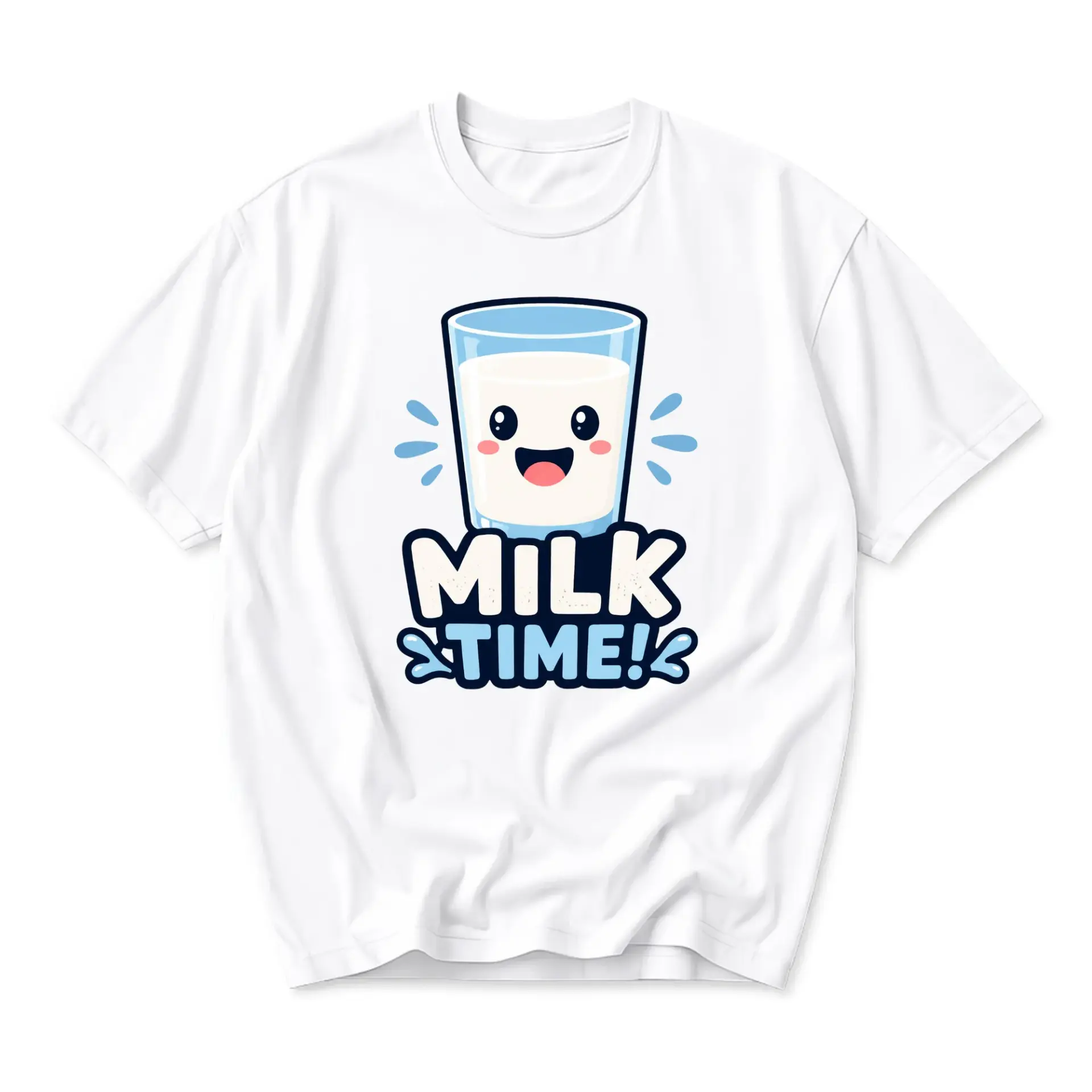 Graphic Tee Milk Time Cartoon Illustration Unisex Crew Neck Short Sleeve Casual Cotton Blend Apparel for Everyday Wear
