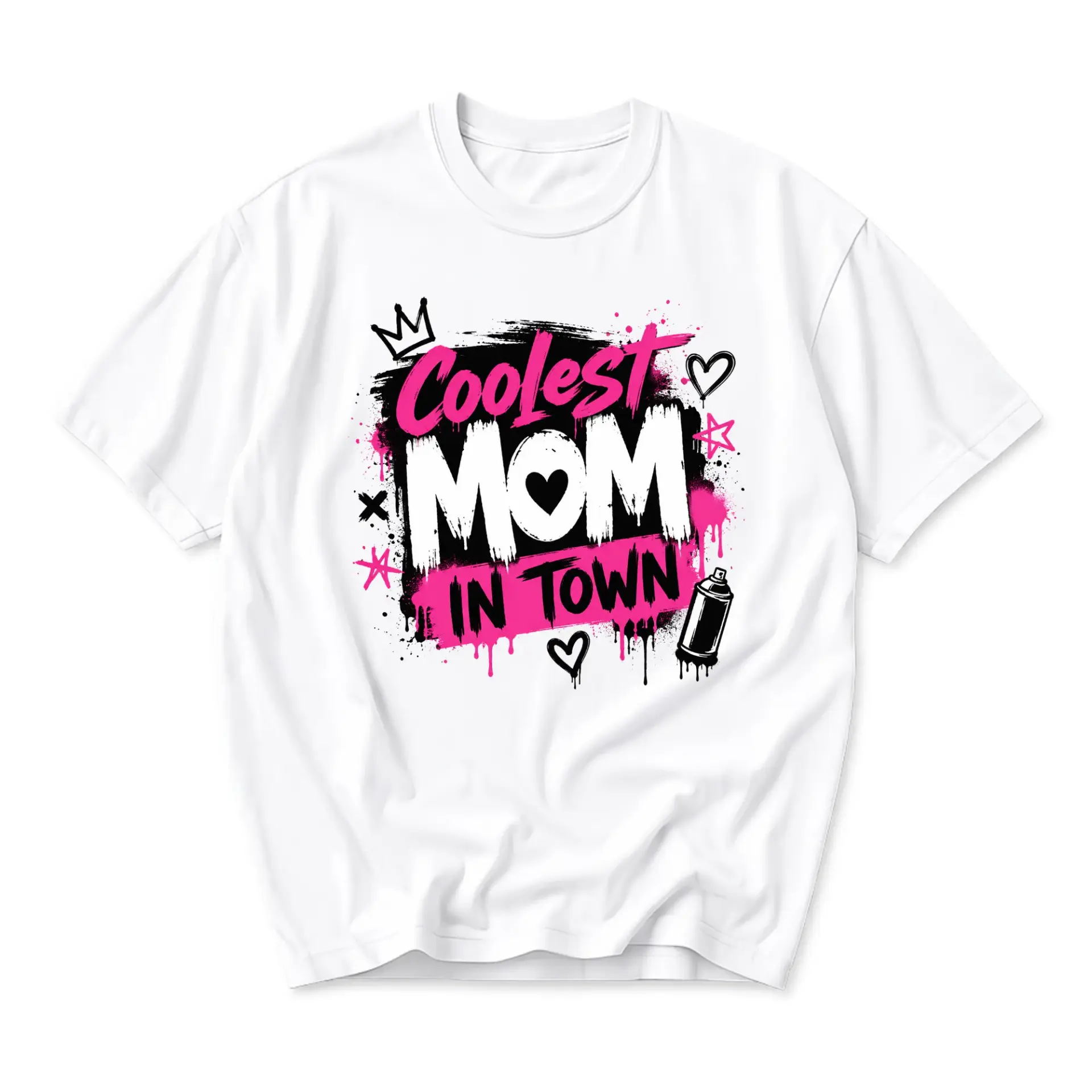 Graphic Tee Coolest Mom in Town Graffiti Art Shirt Unisex Crew Neck Cotton Casual Top for Everyday Wear and Gifting