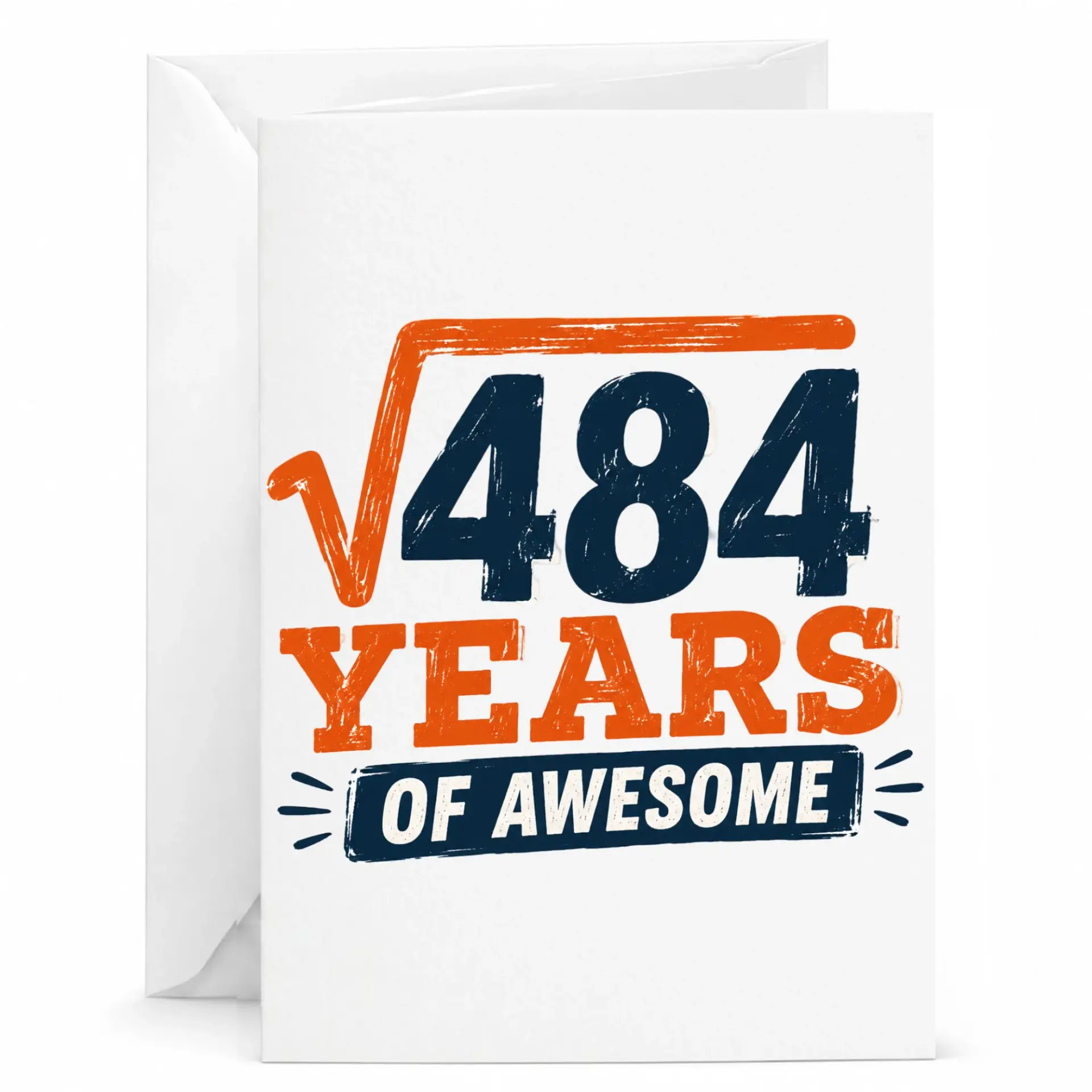 Funny Greeting Card 22nd Birthday Anniversary Math Pun Square Root of 484 Years of Awesome Stationary