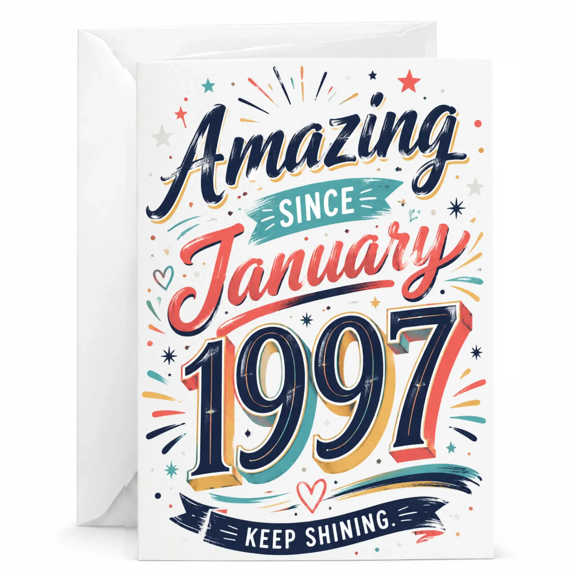 Birthday Card Amazing Since January 1997 Greeting Card, Vintage Style Milestone Celebration Stationery for Anniversary
