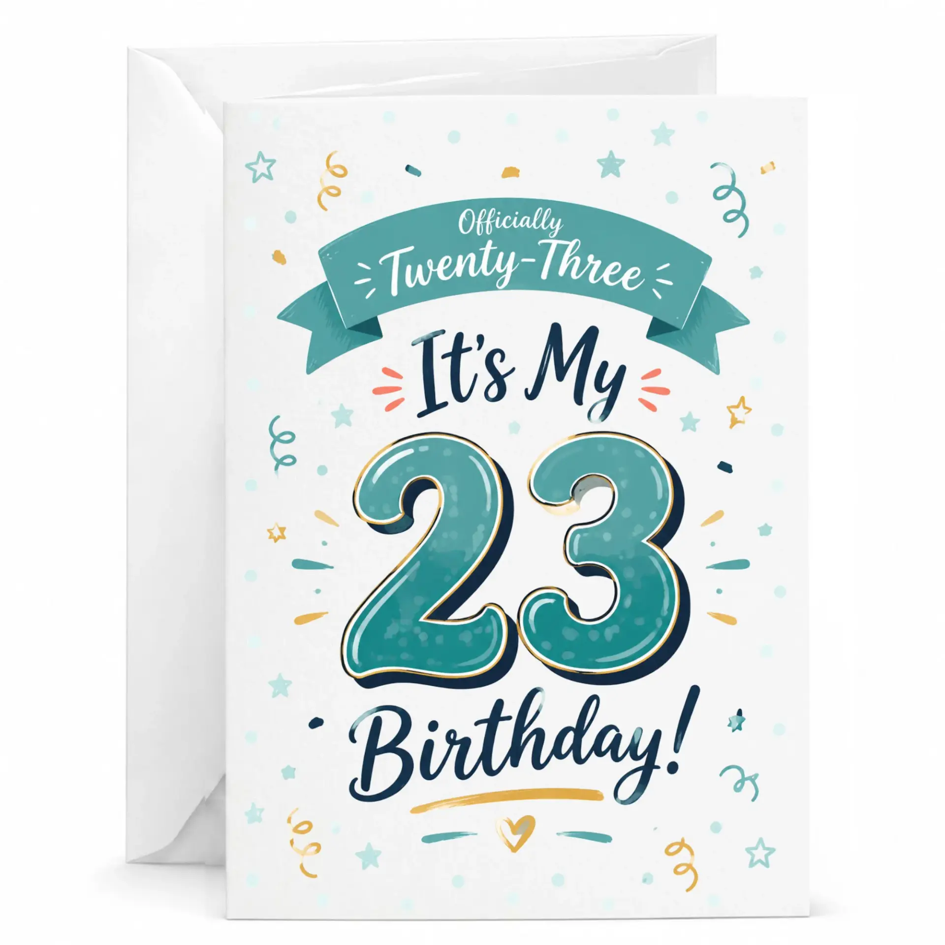 Birthday Card Officially Twenty Three It Is My 23rd Birthday Greeting Card with Matching Envelope for Milestone Celebration