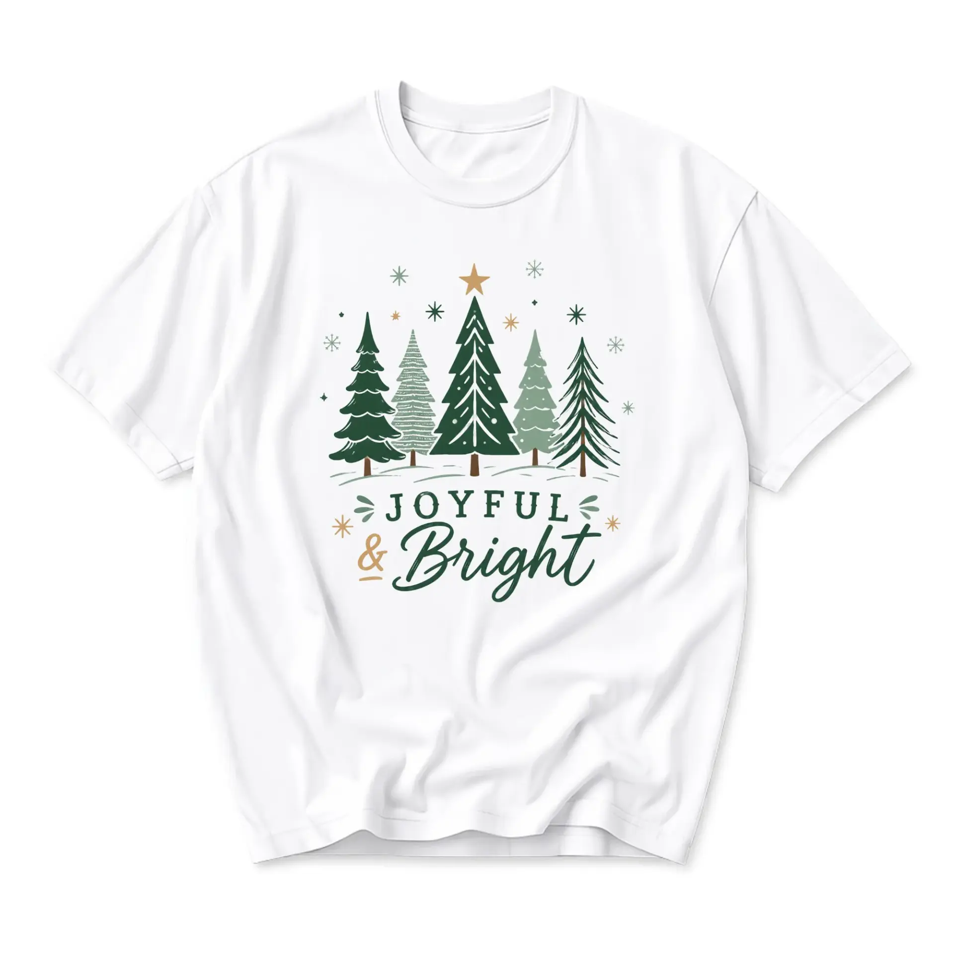 T-shirt Joyful and Bright Christmas Tree Graphic Tee Holiday Seasonal