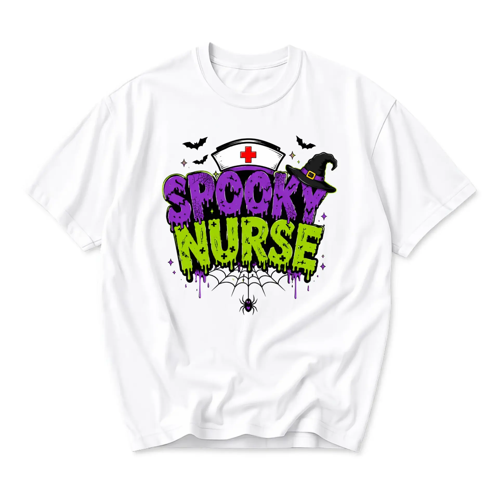 Funny Shirt Spooky Nurse Halloween Graphic Tee Unisex Crew Neck Apparel for Casual Wear and Holiday Self Expression