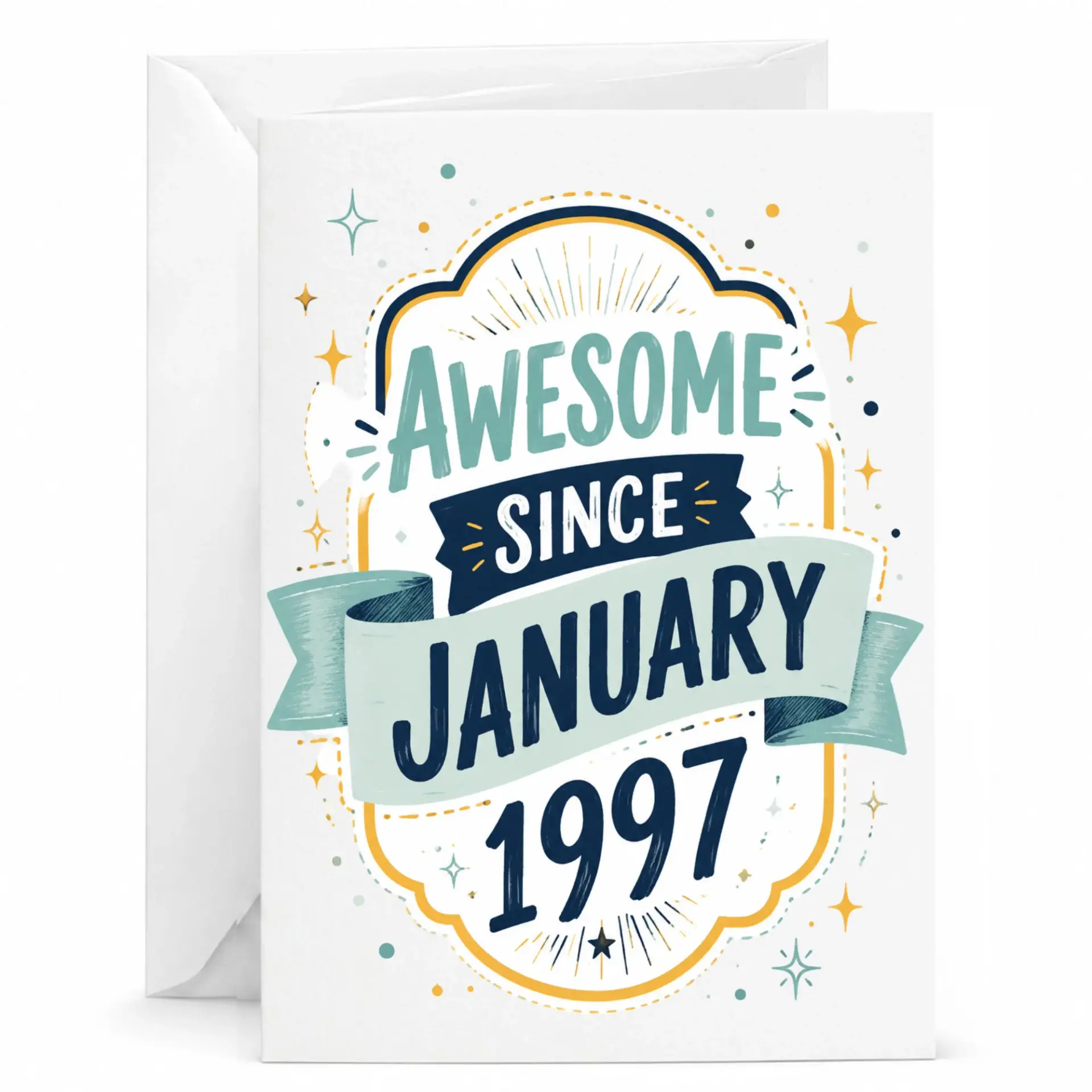 Birthday Card Awesome Since January 1997 Greeting Card Vintage Style Keepsake for Milestone Birthday Celebration