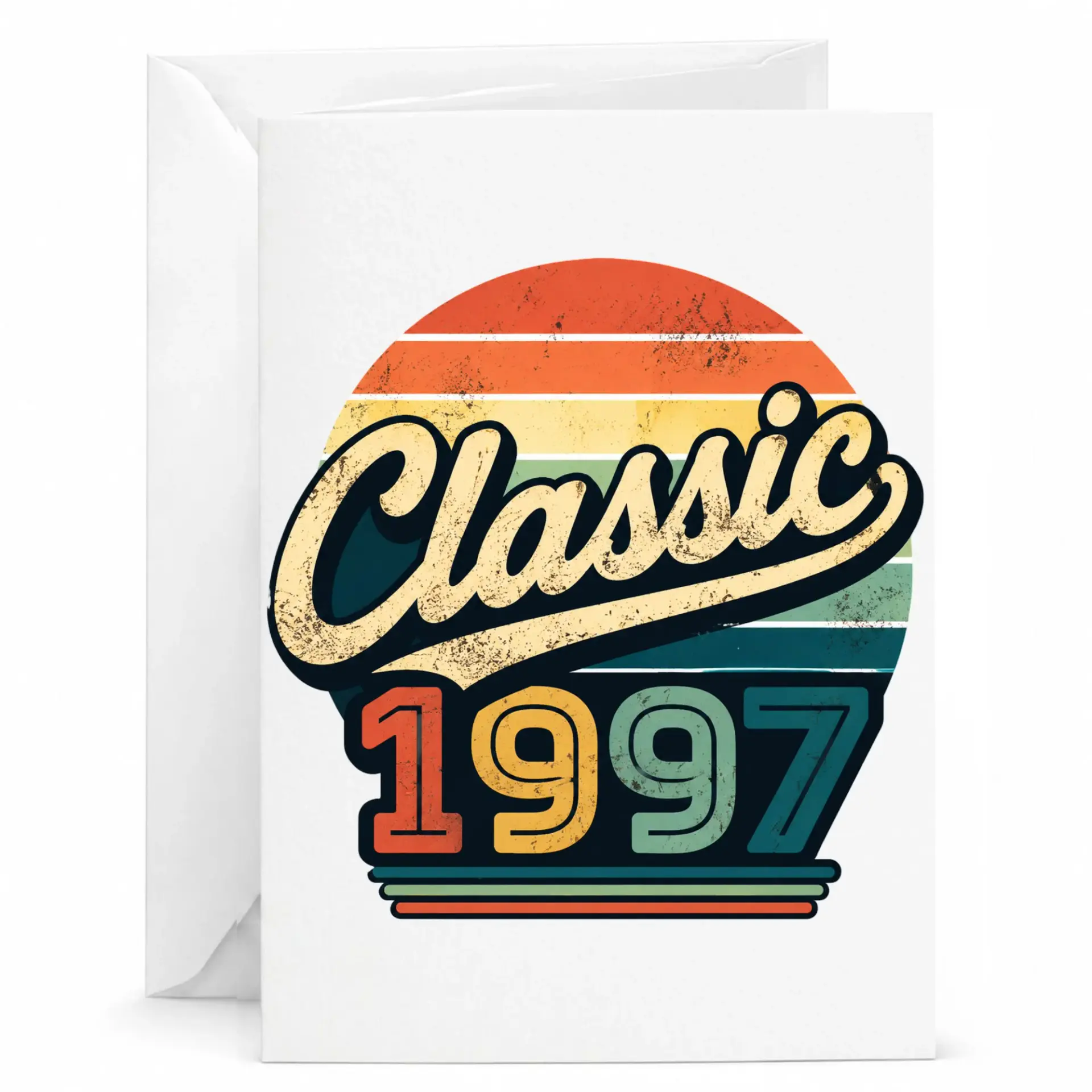 Birthday Card Classic 1997 Vintage Style Greeting Card for Birthday Anniversary Celebration with Matching White Envelope