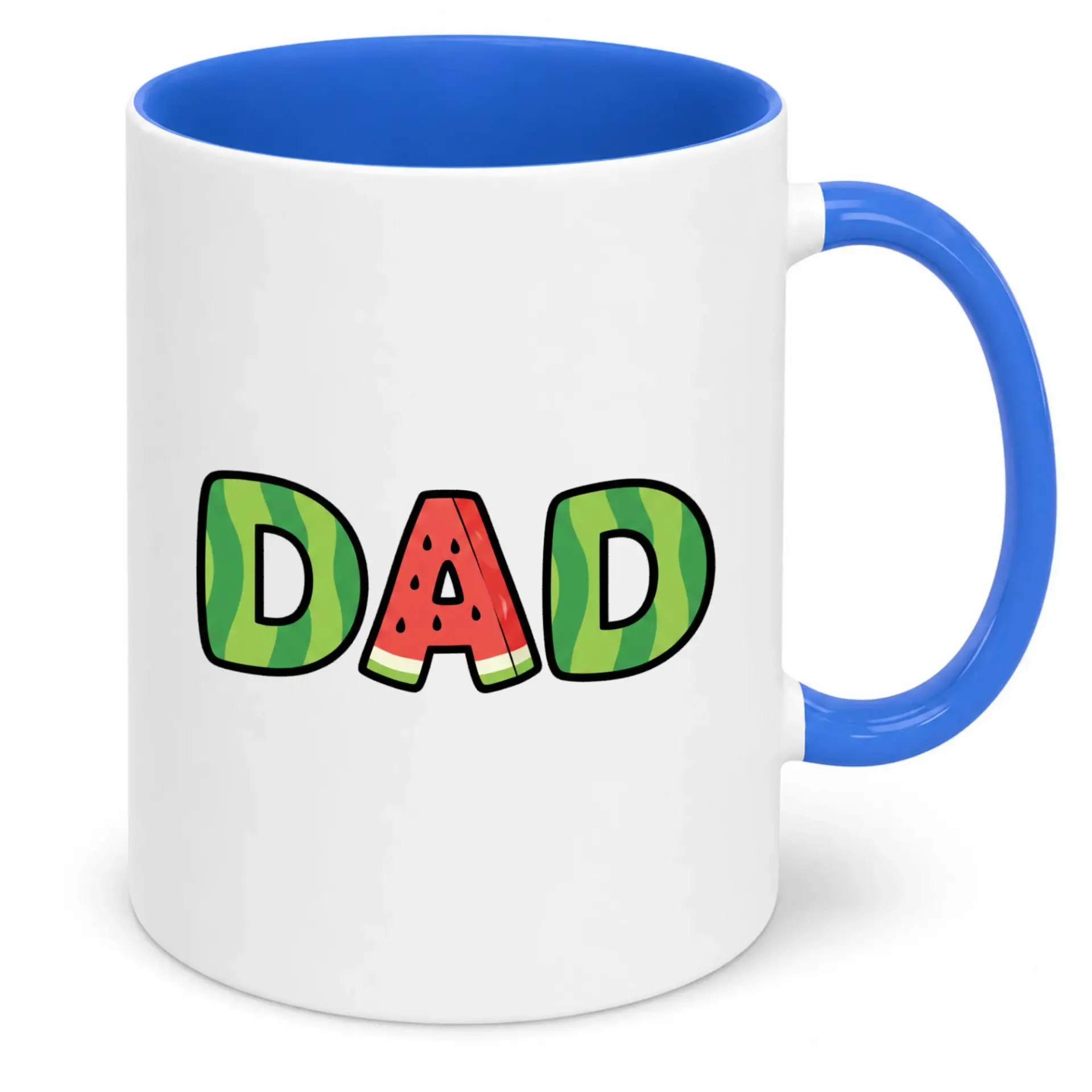 Funny Dad Watermelon Coffee Mug Two-Tone Blue Ceramic Beverage Cup Unique Father's Day Gift for Dads and Grandpas 11 Oz or 15 Oz