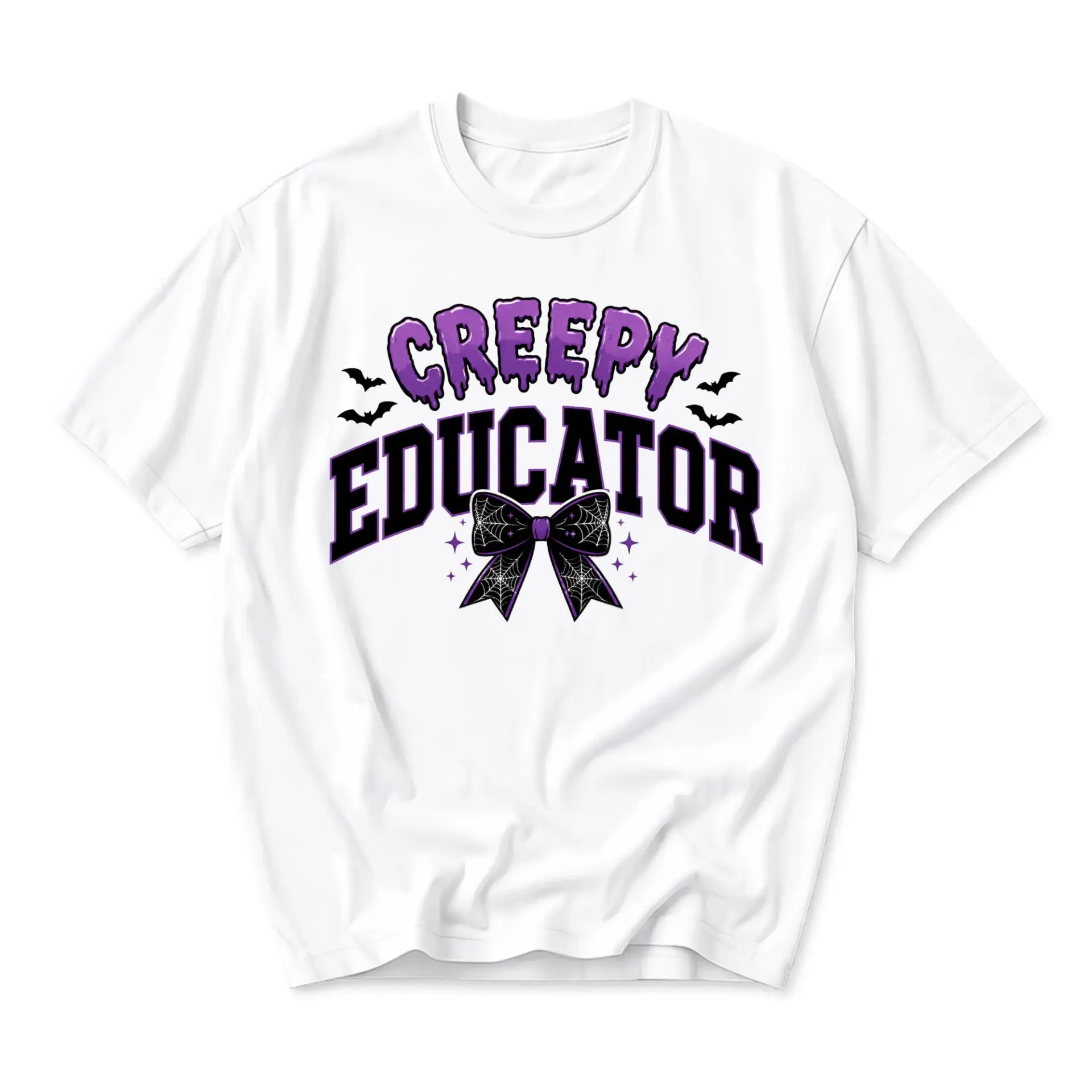 Graphic Tee Creepy Educator Halloween Design Unisex Cotton Crew Neck Casual Short Sleeve Shirt for Teacher Gift