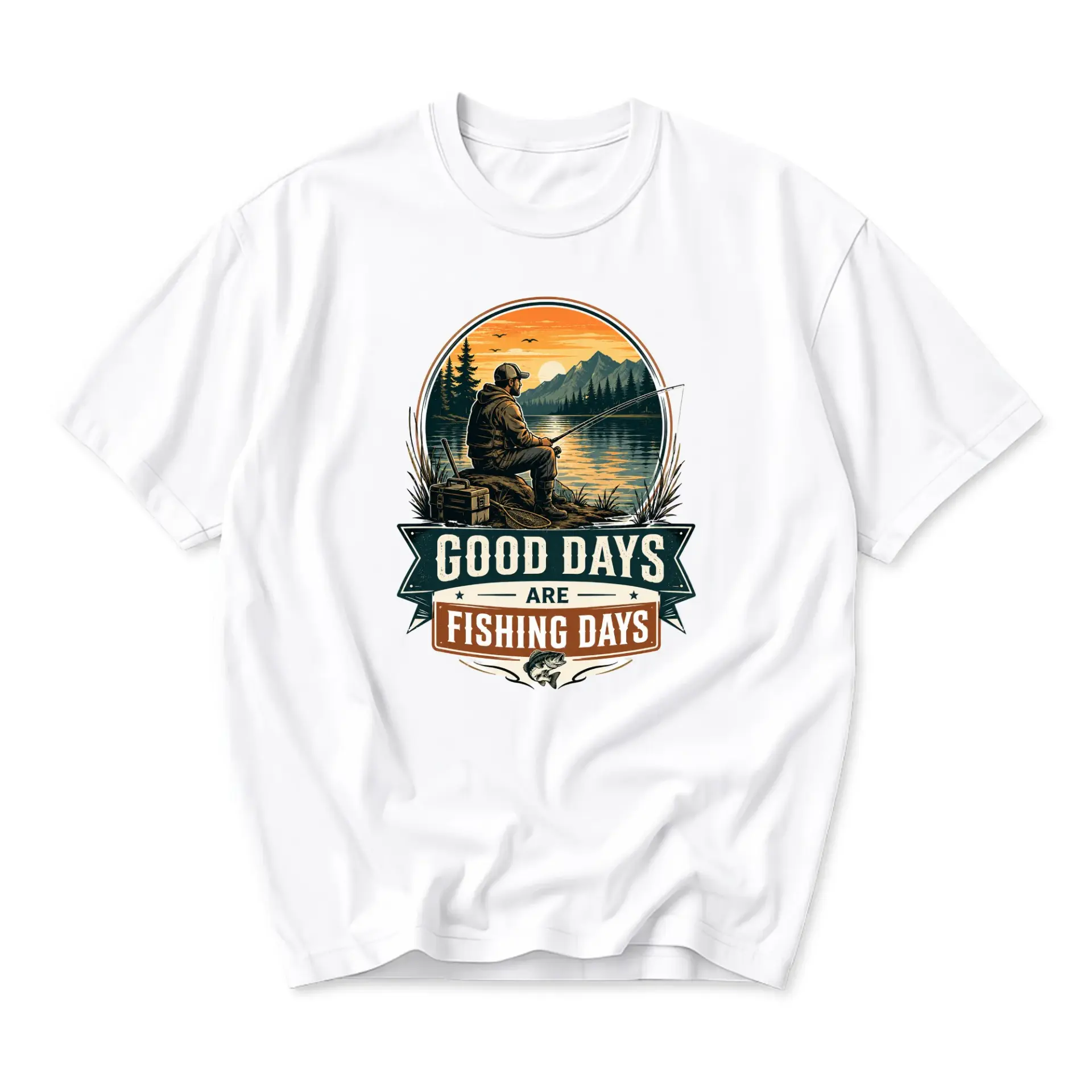 Graphic Tee Good Days Are Fishing Fisherman Apparel Unisex Crew Neck Short Sleeve Casual Cotton T-Shirt