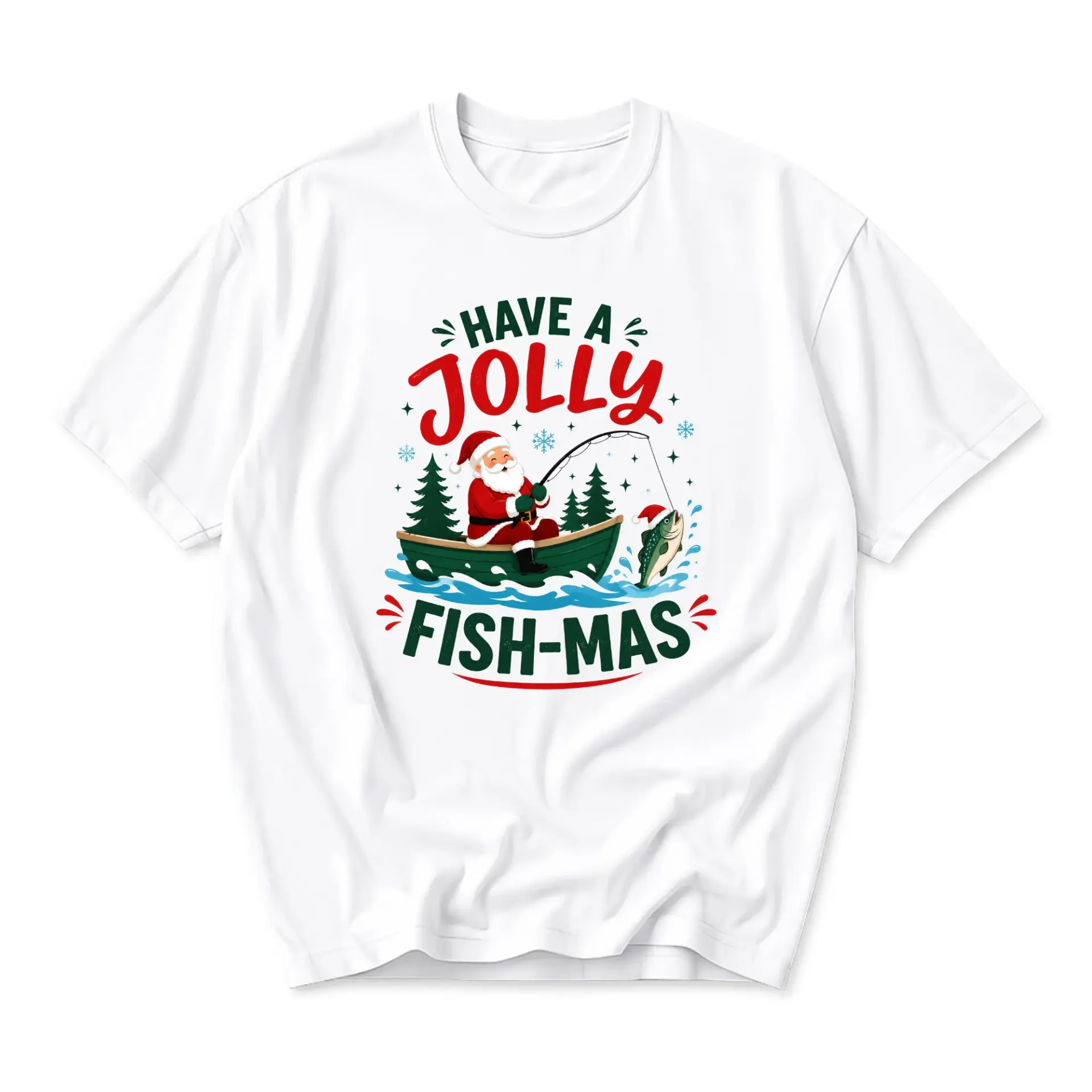Funny Shirt Have a Jolly Fish-Mas Graphic Tee Unisex Crew Neck Short Sleeve