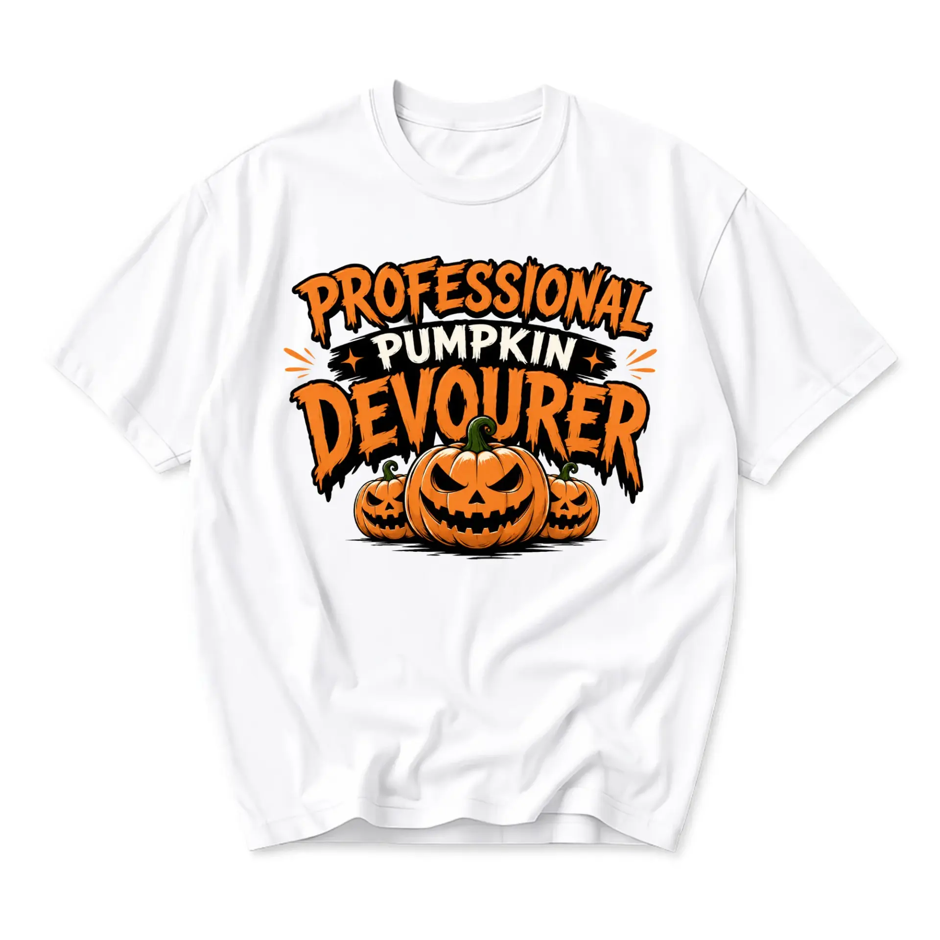 Funny Shirt Professional Pumpkin Devourer Graphic Tee for Autumn Holiday Casual Wear Unisex Soft Crew Neck Cotton Apparel