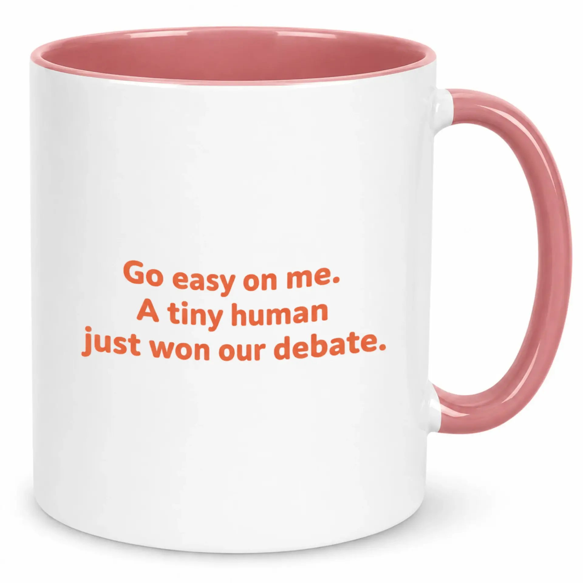 Funny Coffee Mug with Humorous Parenting Quote Two-Tone White and Pink Tea or Hot Cocoa