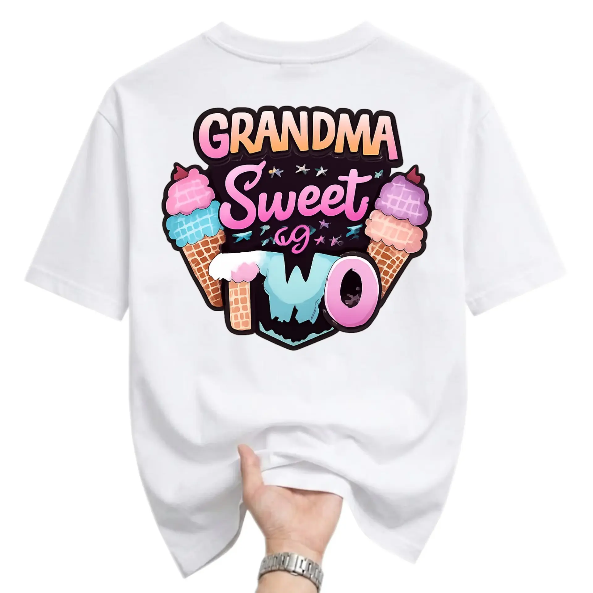 Funny Shirt Grandma Sweet as Two Graphic Tee Unisex Cotton Crew Neck Casual Summer Short Sleeve Novelty Fashion Top