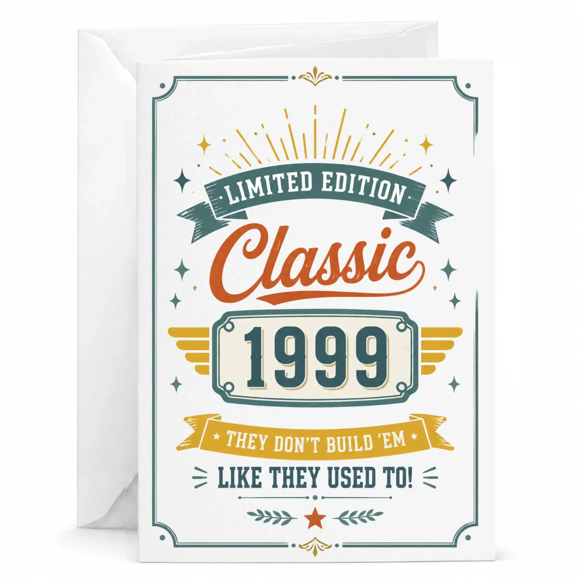 Birthday Card 1999 Limited Edition Classic Retro Vintage Style Greeting Card for Birthday Milestone Celebration