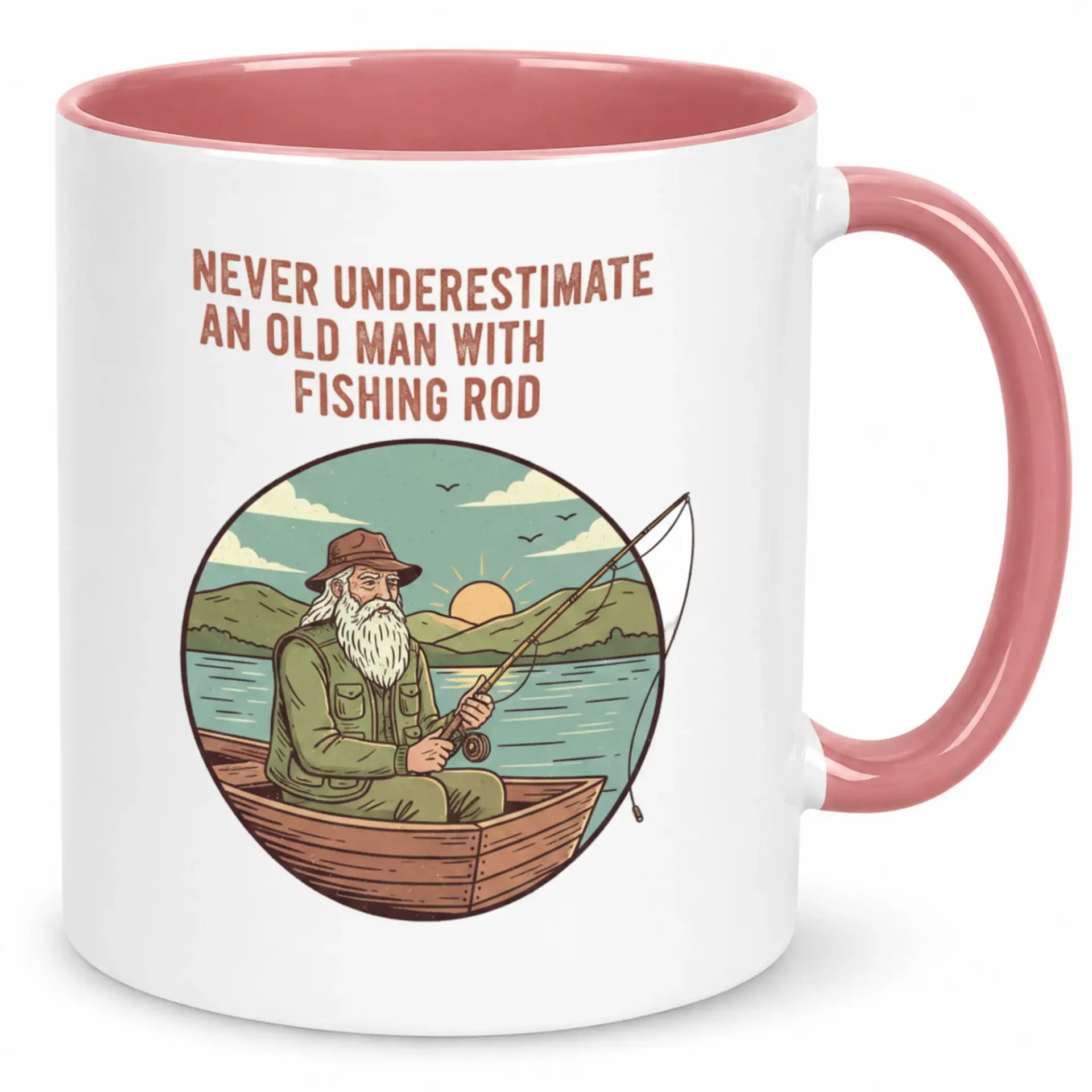 Funny Fishing Coffee Mug for Men Old Man Angler Humor Ceramic Tea Cup Fisherman Gift Idea with Humorous Saying