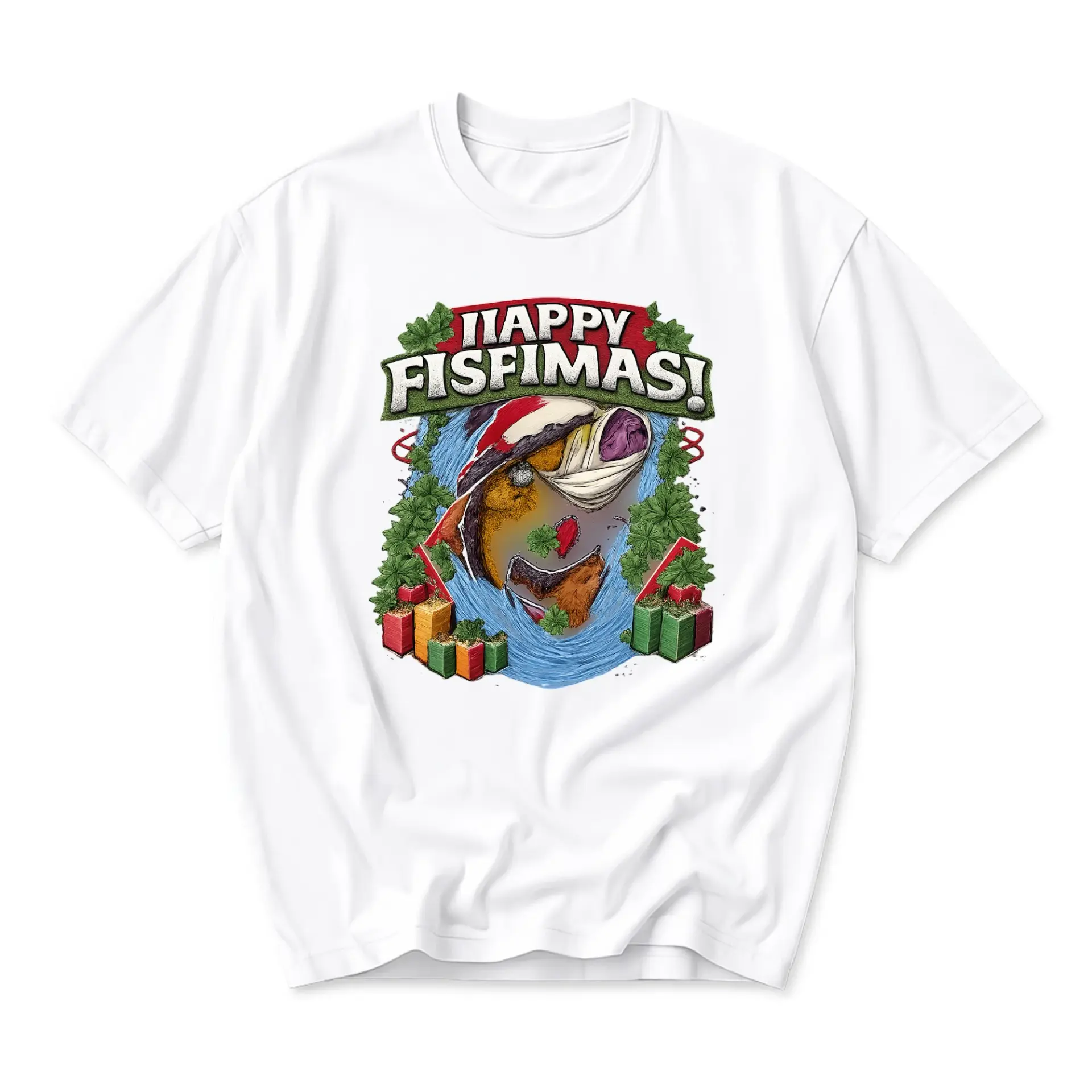 Funny Shirt Happy Fisfimas Graphic Tee Unisex Holiday Season Crew Neck