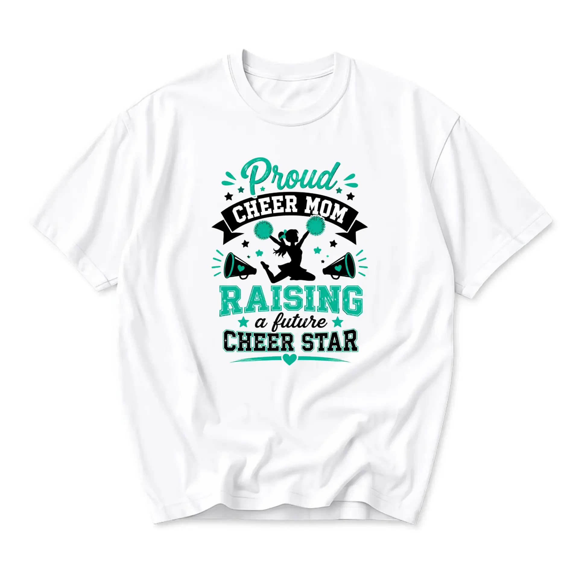 Graphic Tee Proud Cheer Mom Raising a Future Star Shirt Unisex Crew Neck