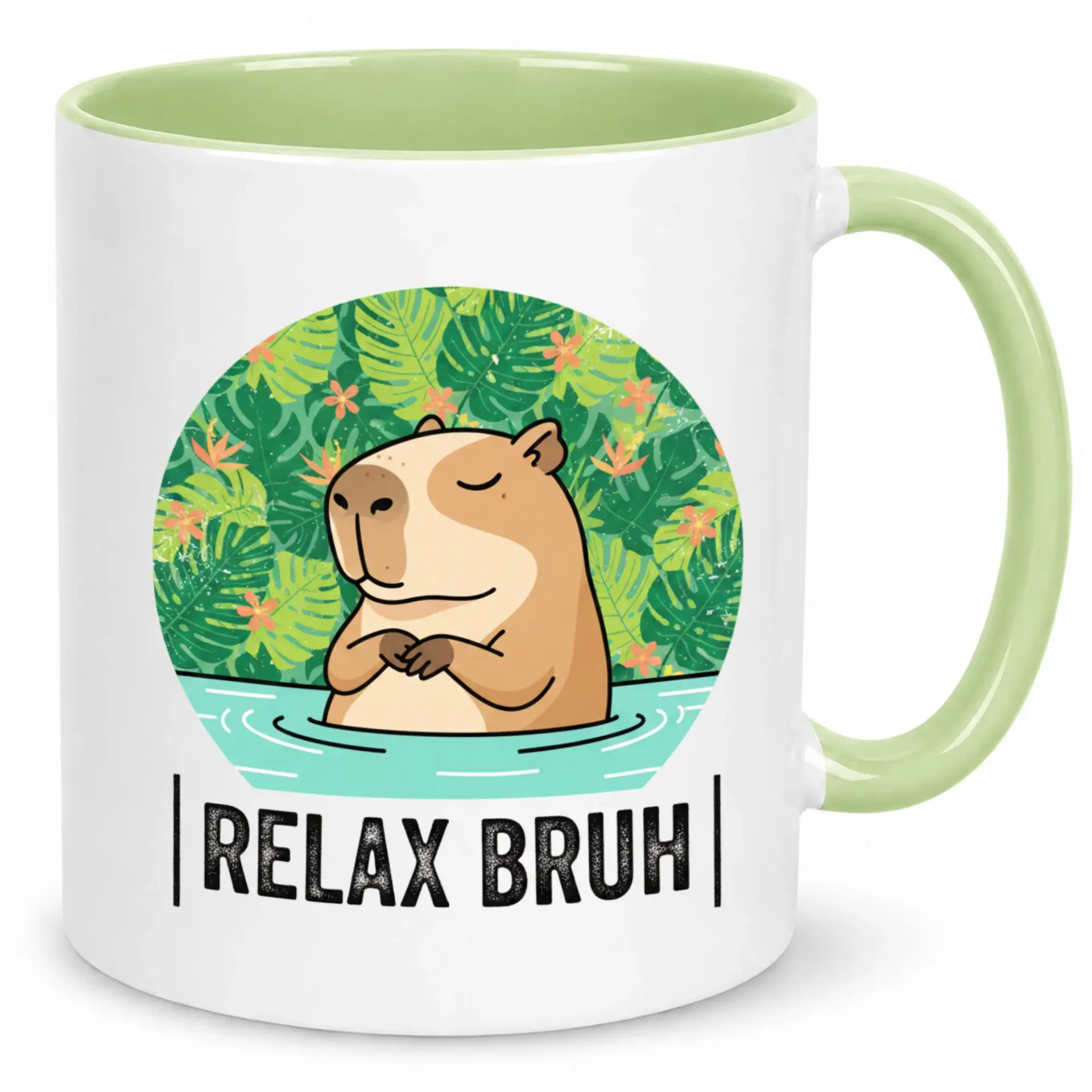 Funny Capybara Relax Bruh Coffee Mug, Cute Animal Themed Ceramic Tea Cup for Daily Use, Unique Office Kitchen Beverage Drinkware Gift