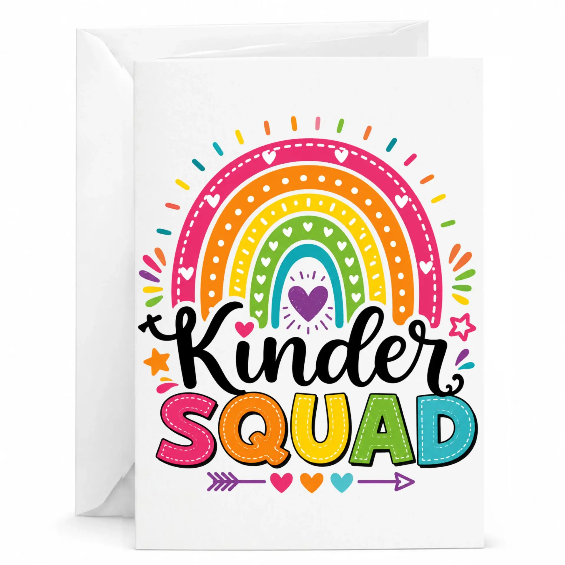 Greeting Card Kinder Squad Rainbow Design Featuring Vibrant Colorful Artistic Illustration for Special Messages