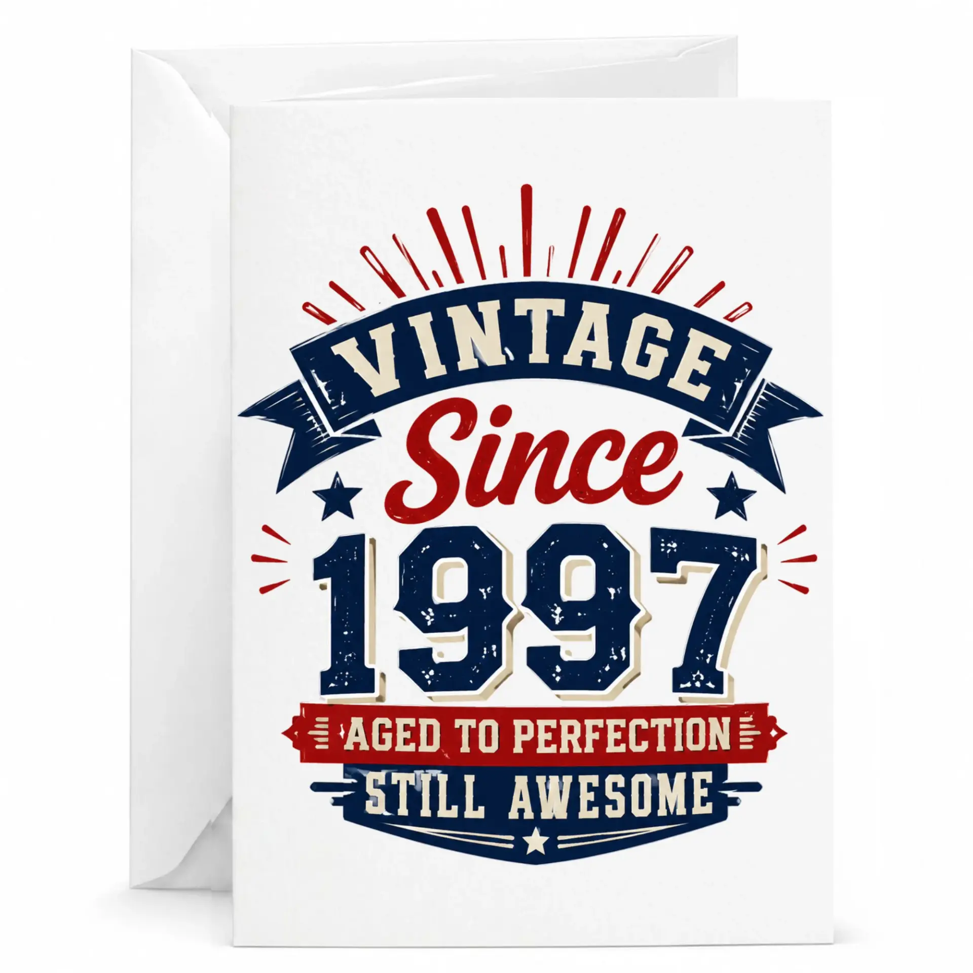 Birthday Card Vintage Since 1997 Aged to Perfection Greeting Card with Matching Envelope for Milestone Celebration