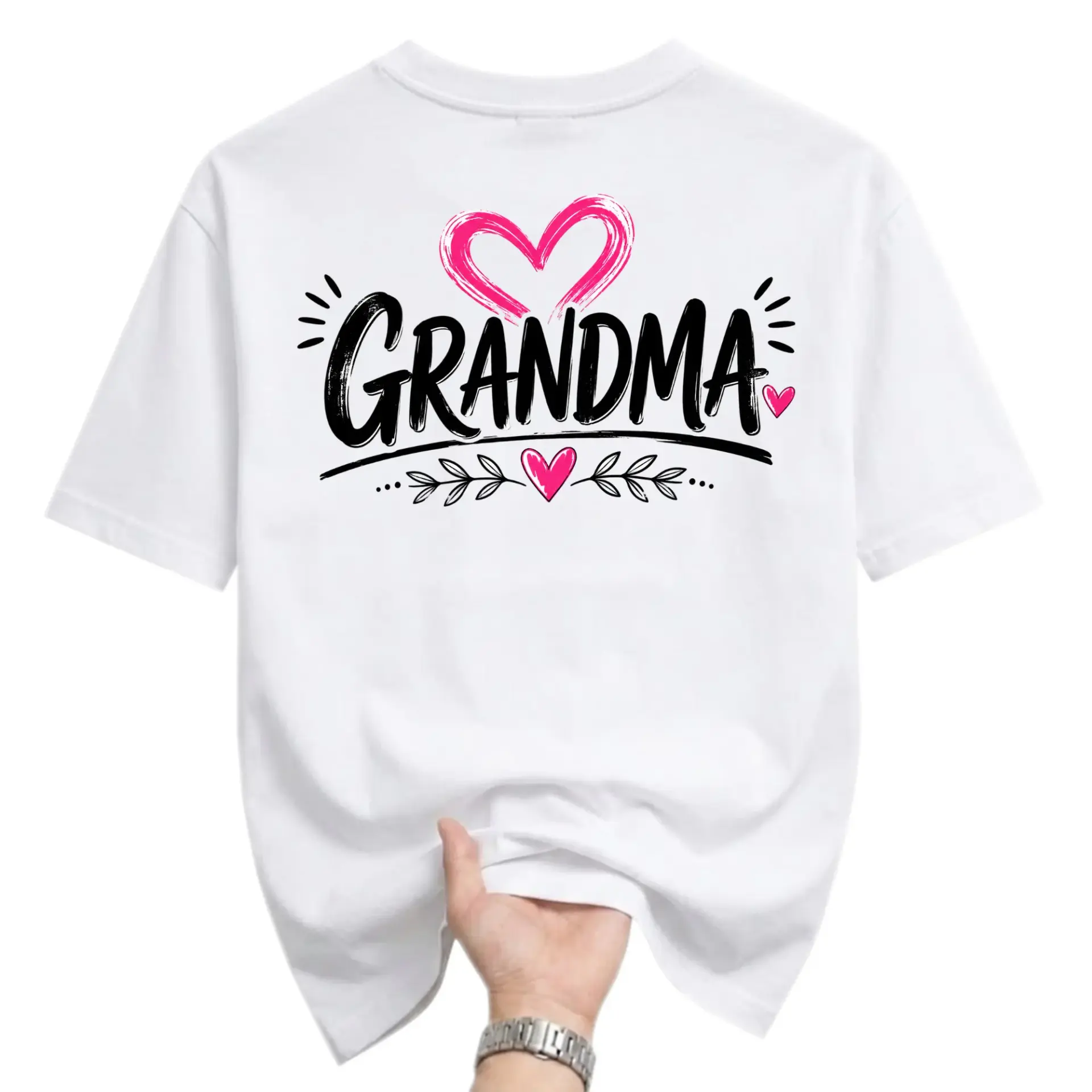 Graphic Tee Grandma Heart Floral Design Unisex Cotton Crew Neck Casual Everyday Shirt for Comfortable Fashionable Wear