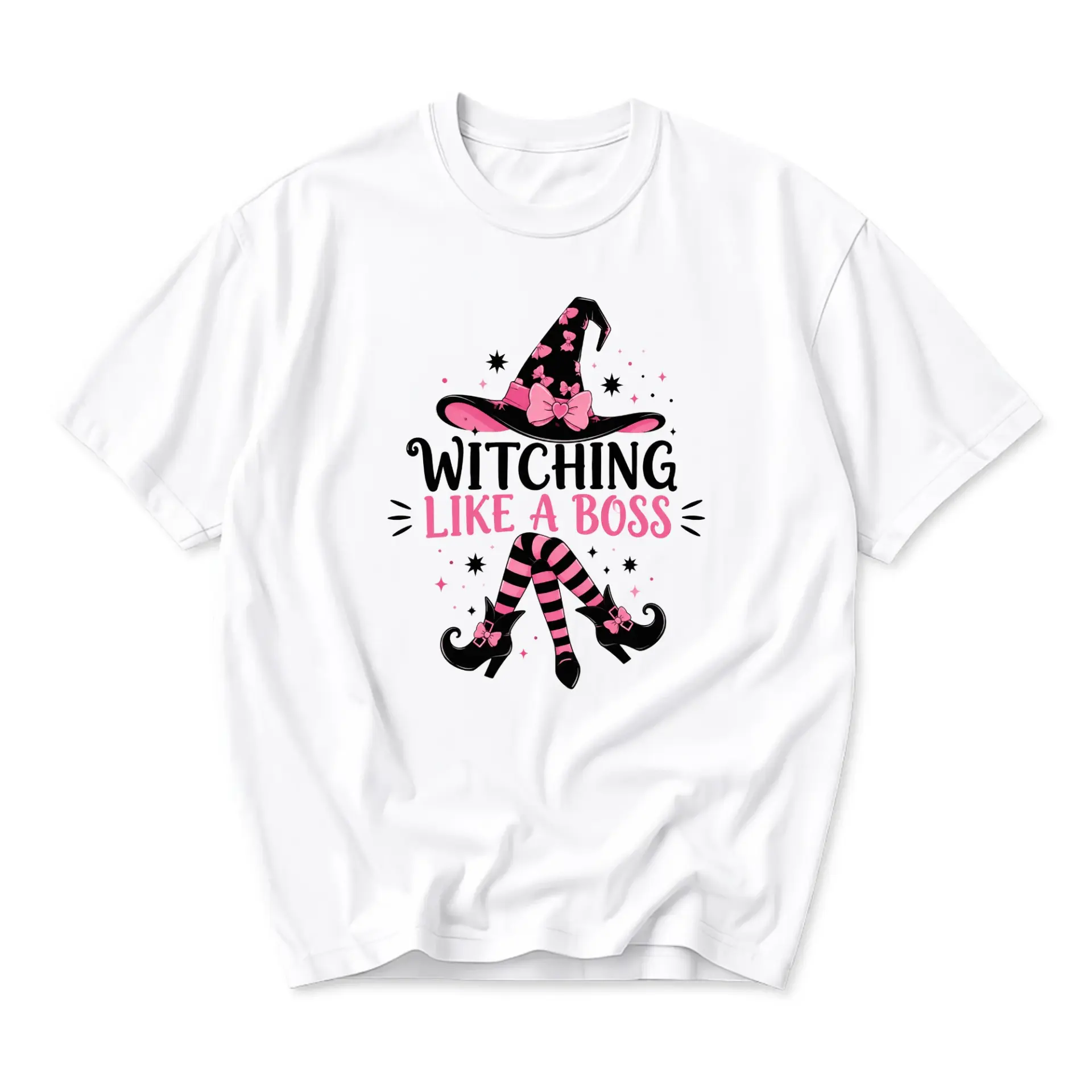 Funny Shirt Witching Like a Boss Graphic Tee Casual Everyday Unisex Crew Neck Cotton Blend Soft Holiday Apparel