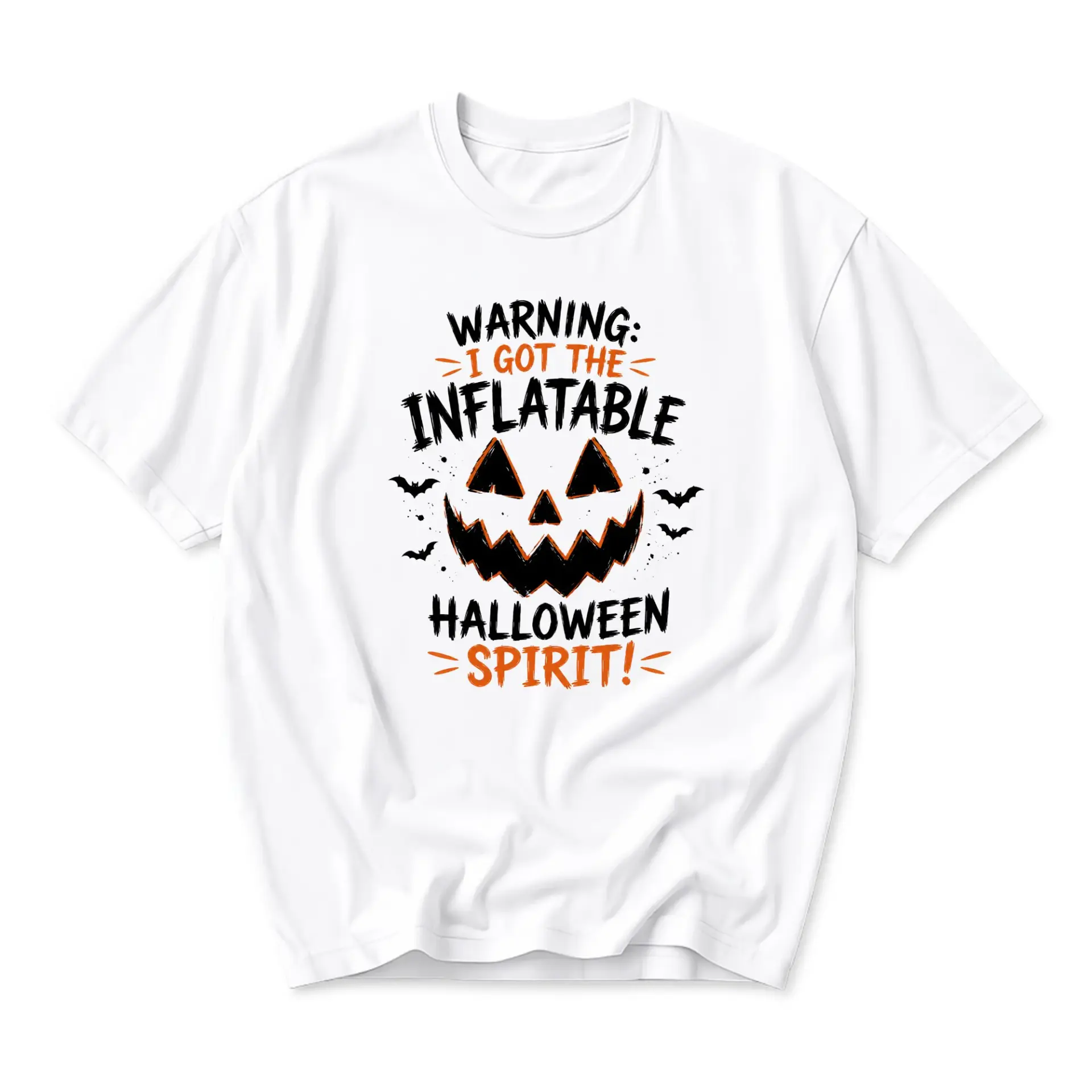 Funny Shirt Warning I Got the Inflatable Halloween Spirit Graphic Tee Unisex Cotton Blend Casual Crew Neck Top