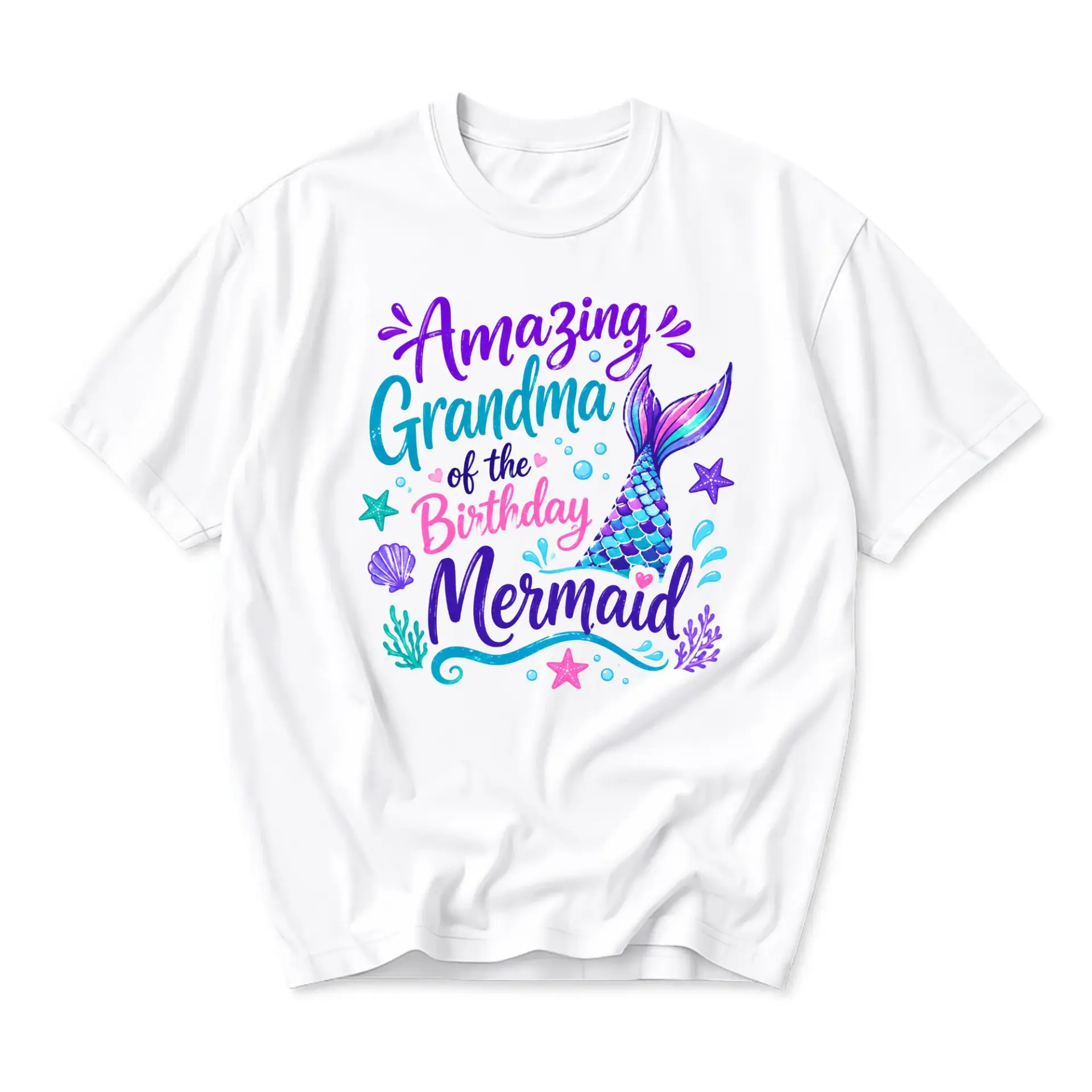 Graphic Tee Amazing Grandma of the Birthday Mermaid Shirt for Women Funny