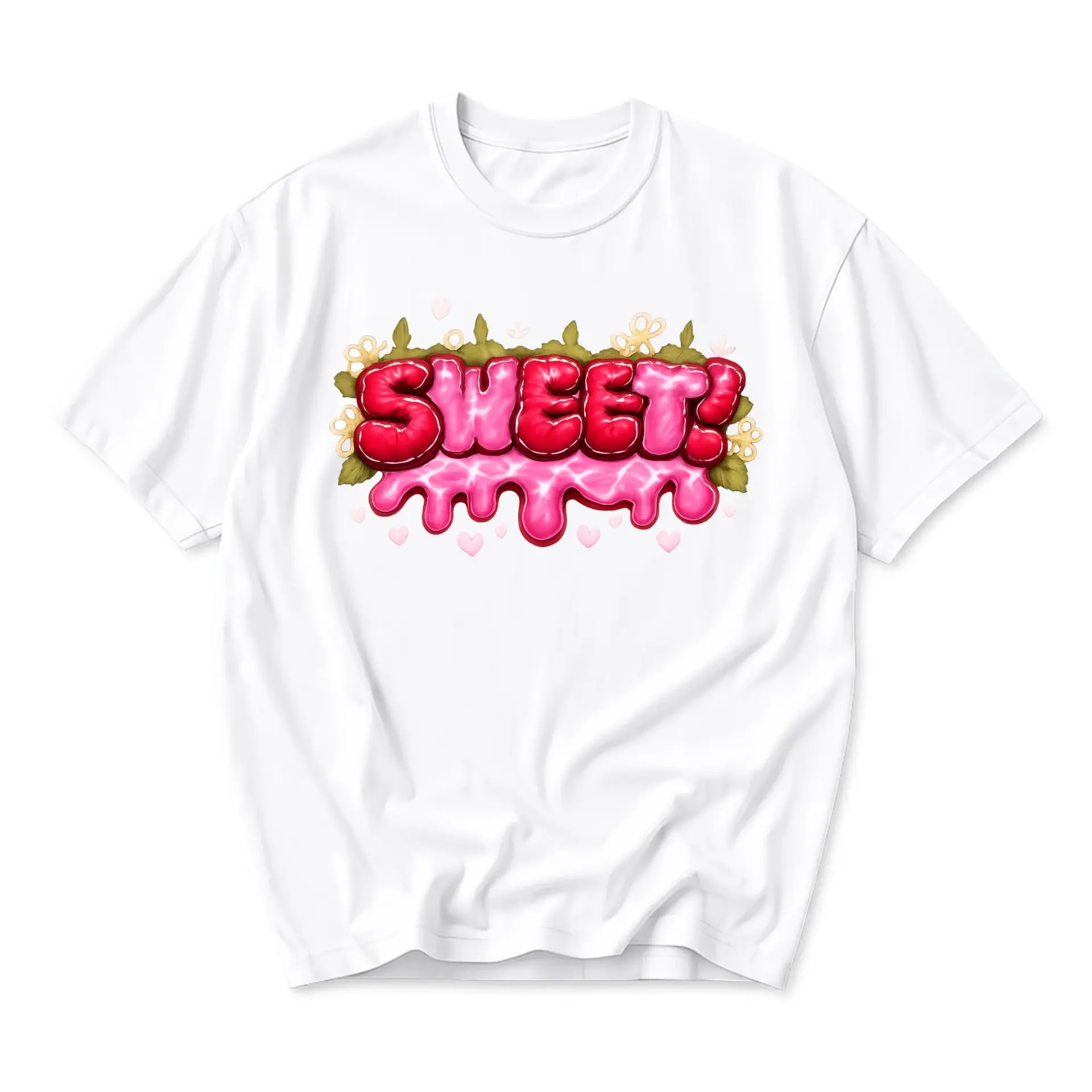 T-shirt Sweet Bubble Letters Graphic Tee Unisex Casual Streetwear Cotton