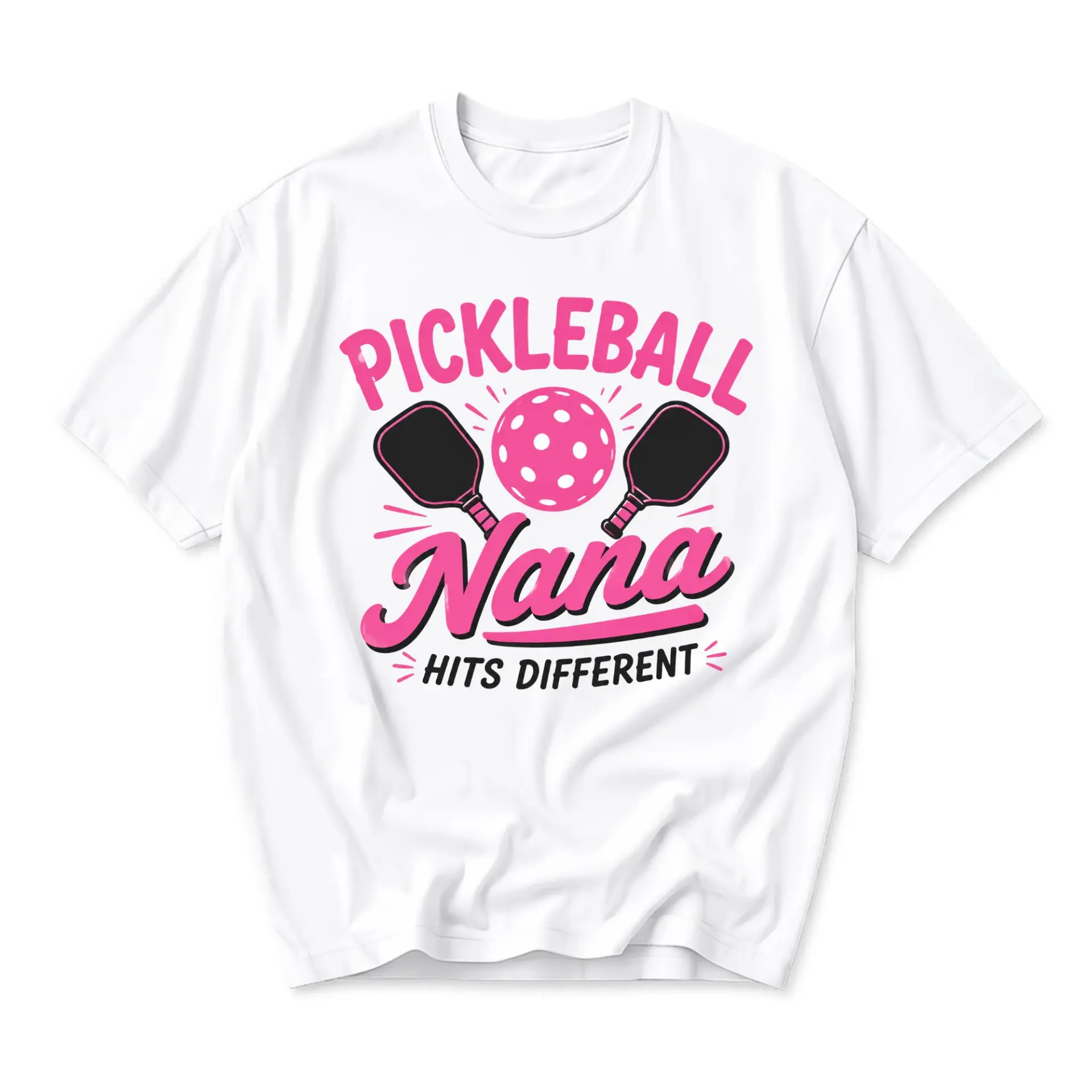 Funny Shirt Pickleball Nana Hits Different Graphic Tee Casual Everyday