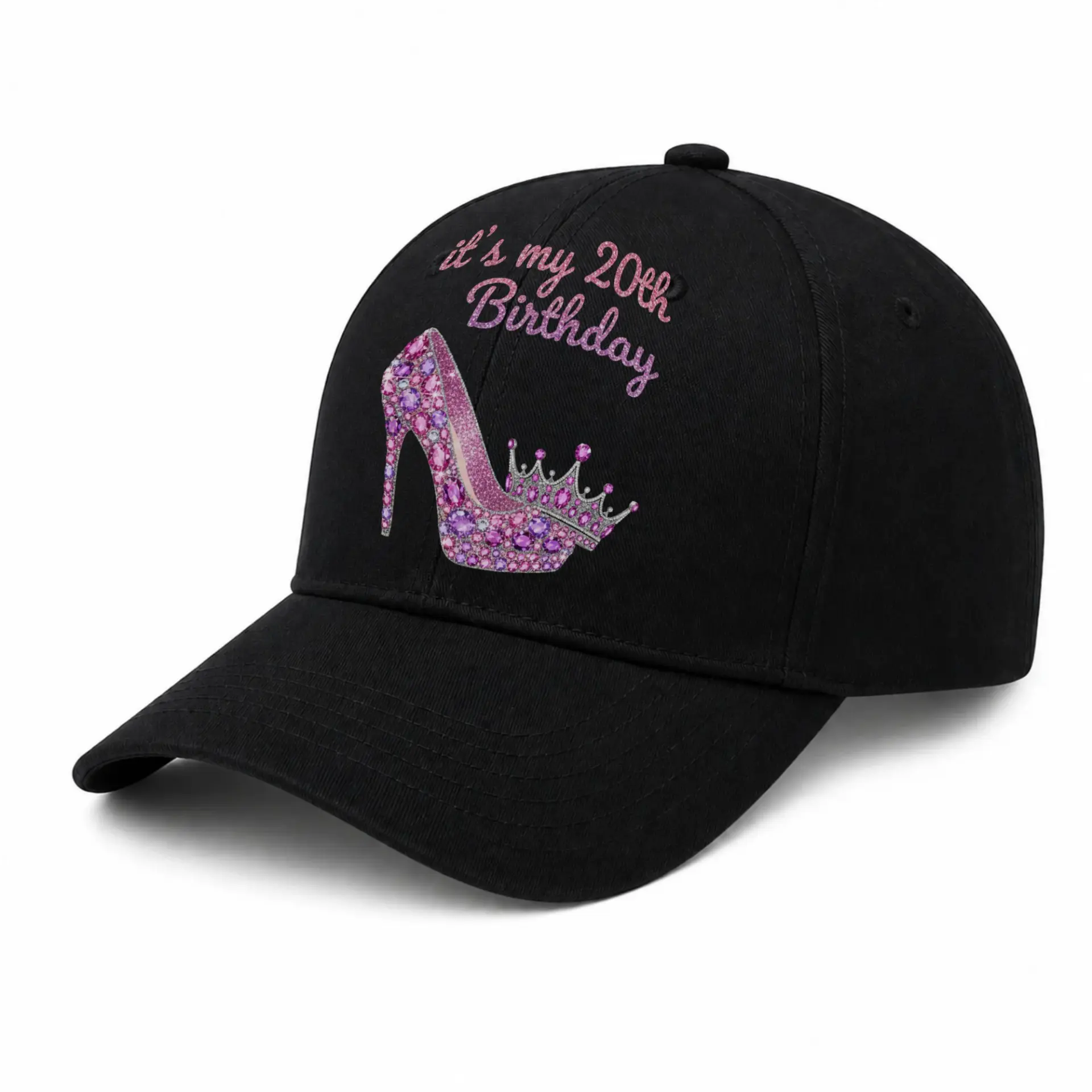 Baseball Cap Birthday High Heel Shoe and Crown Graphic Casual Hat