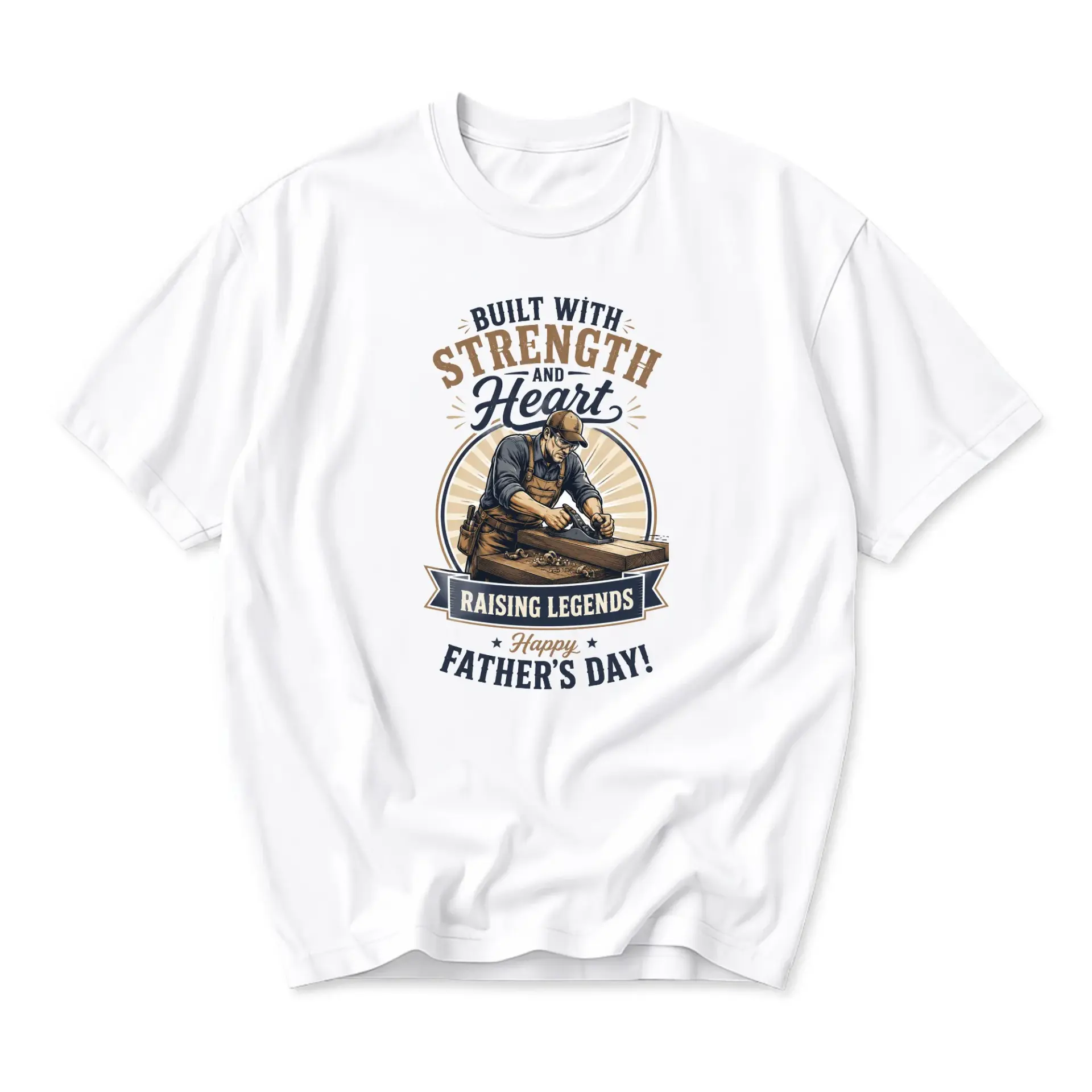 Graphic Tee Built with Strength and Heart Carpenter Shirt for Men Durable Cotton Everyday Top