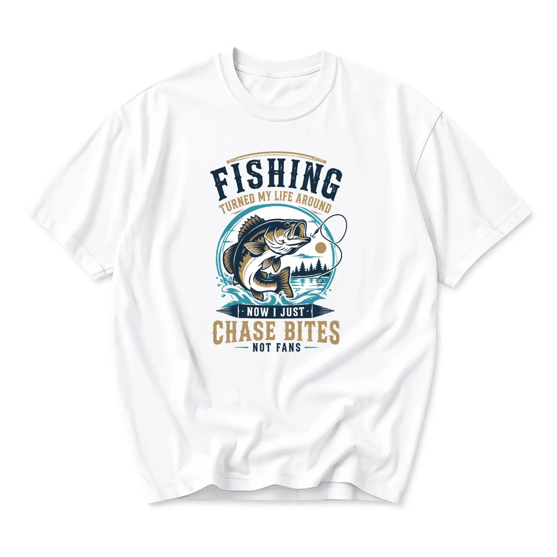 Funny Shirt Fishing Turned My Life Around Graphic Tee Unisex Casual Apparel
