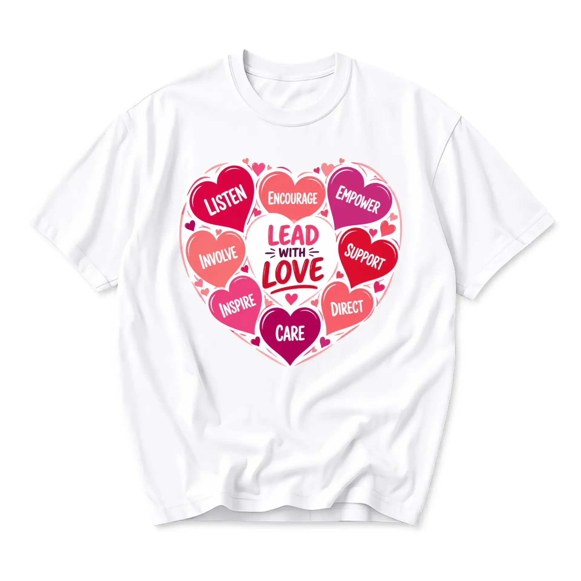 T-shirt Lead with Love Graphic Tee Inspirational Positive Message Unisex Crew Neck Casual Everyday Short Sleeve Top