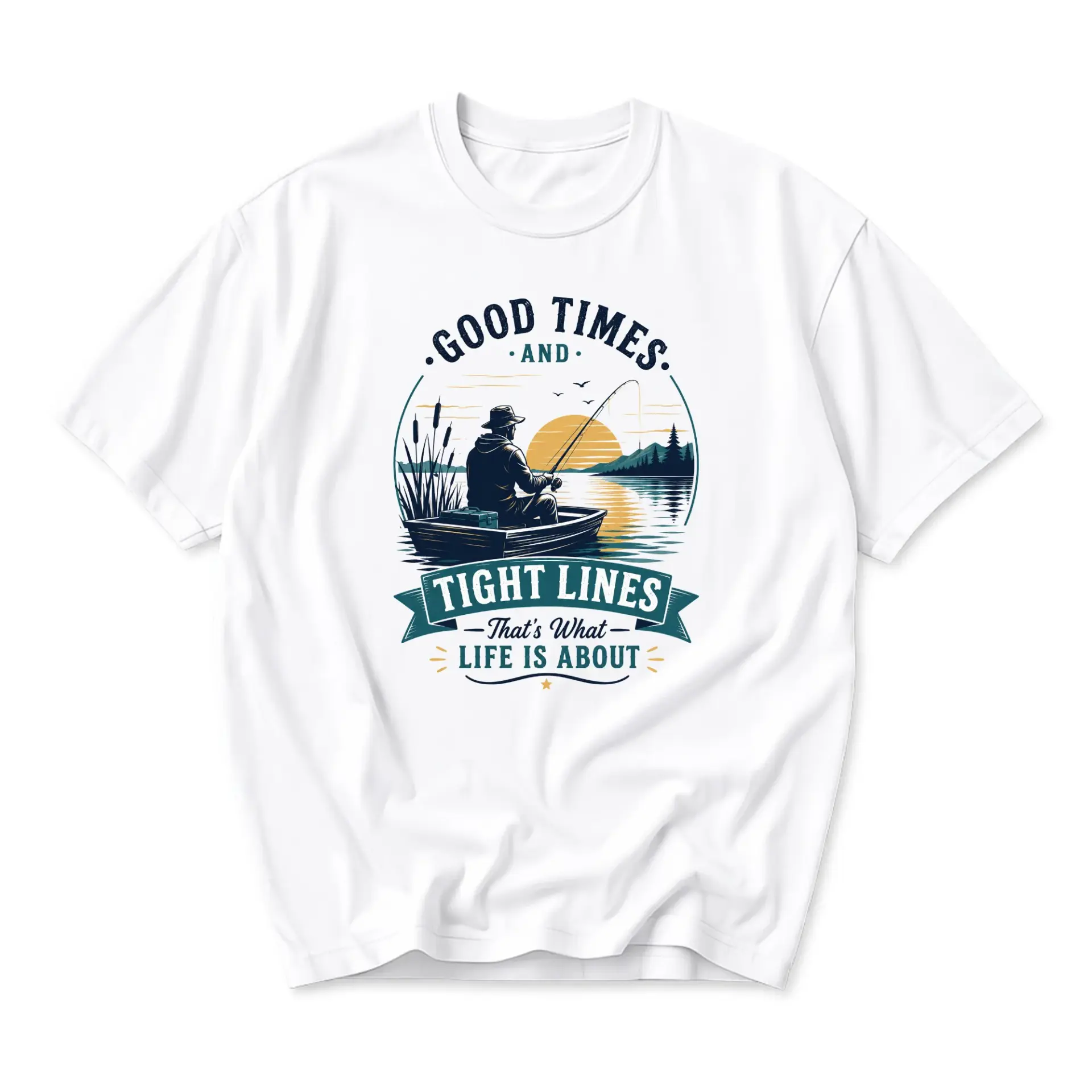 T-shirt Fishing Graphic Tee Good Times Apparel Casual Unisex Crew Neck Top for Outdoor Enthusiasts