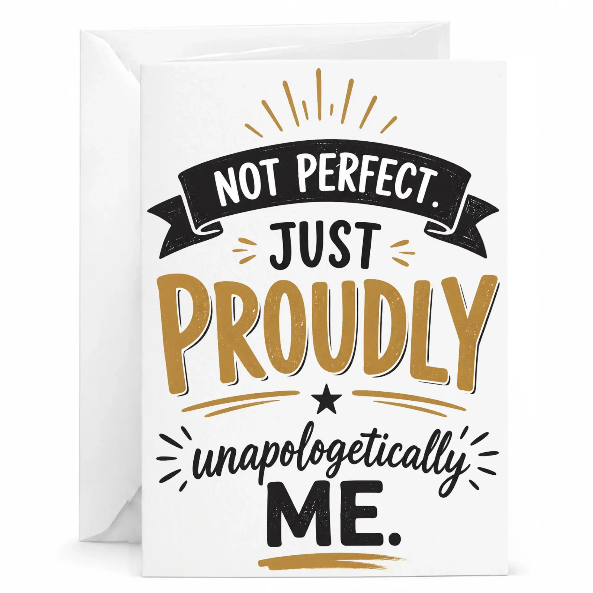 Funny Greeting Card Not Perfect Just Proudly Inspirational Quote Note for Friends and Loved Ones